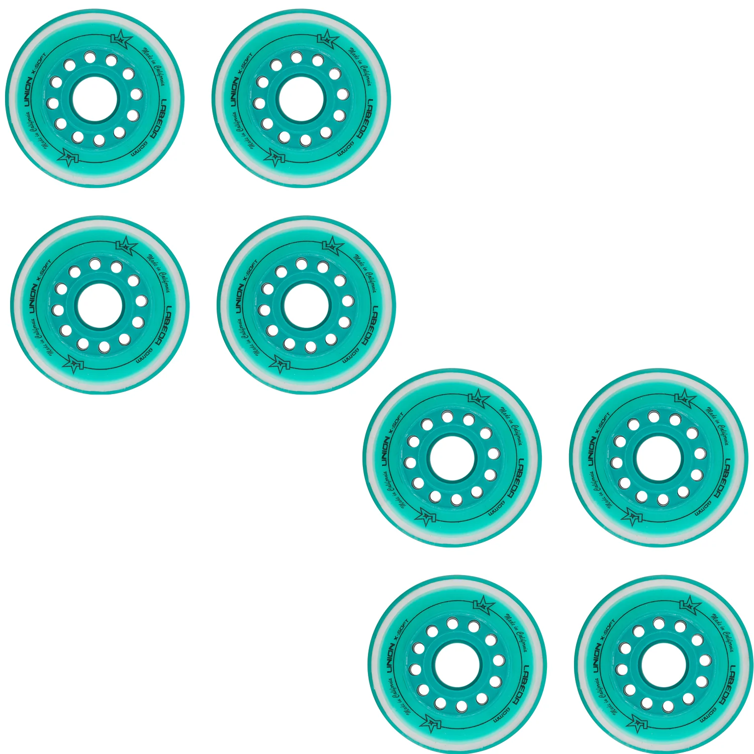 Labeda Roller Hockey Wheels - Union 76mm 74A Teal (8-Pack)