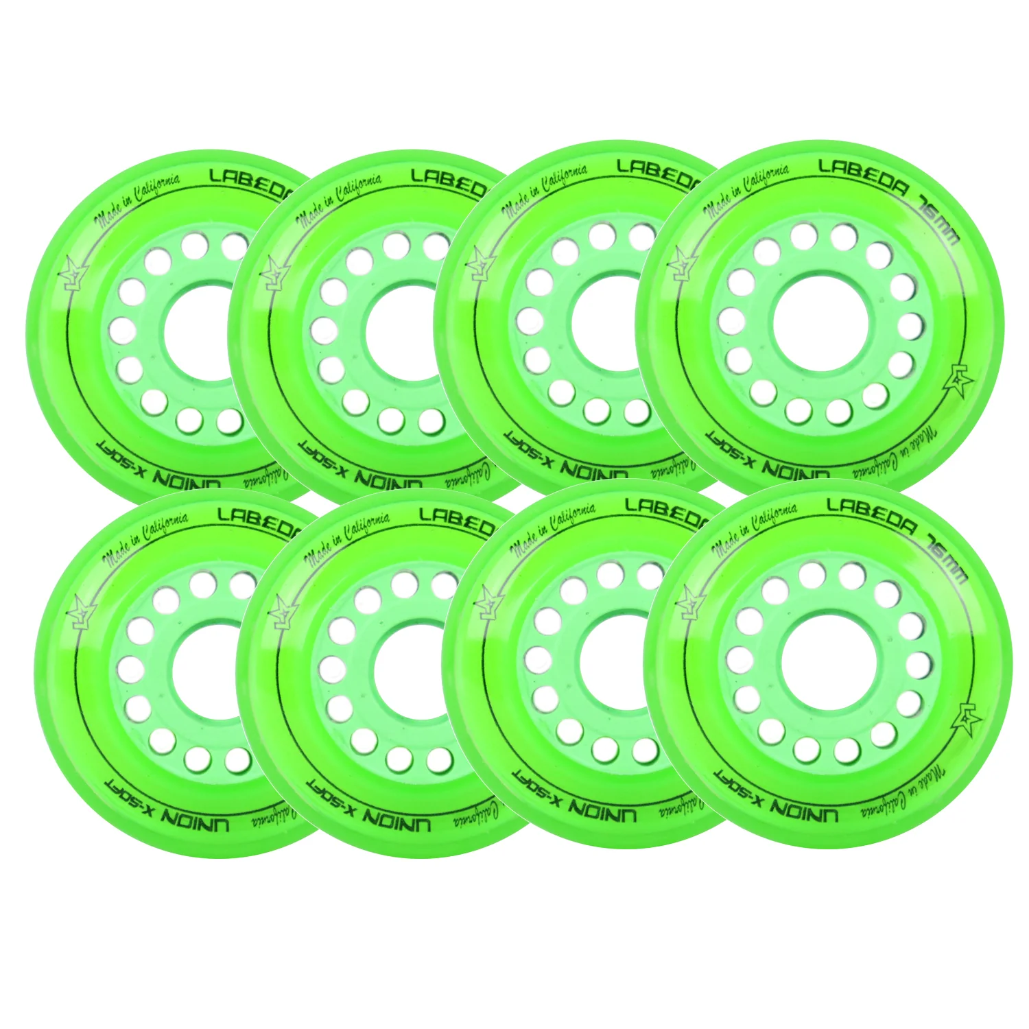 Labeda Roller Hockey Wheels - Union 76mm 76A Green (8-Pack)