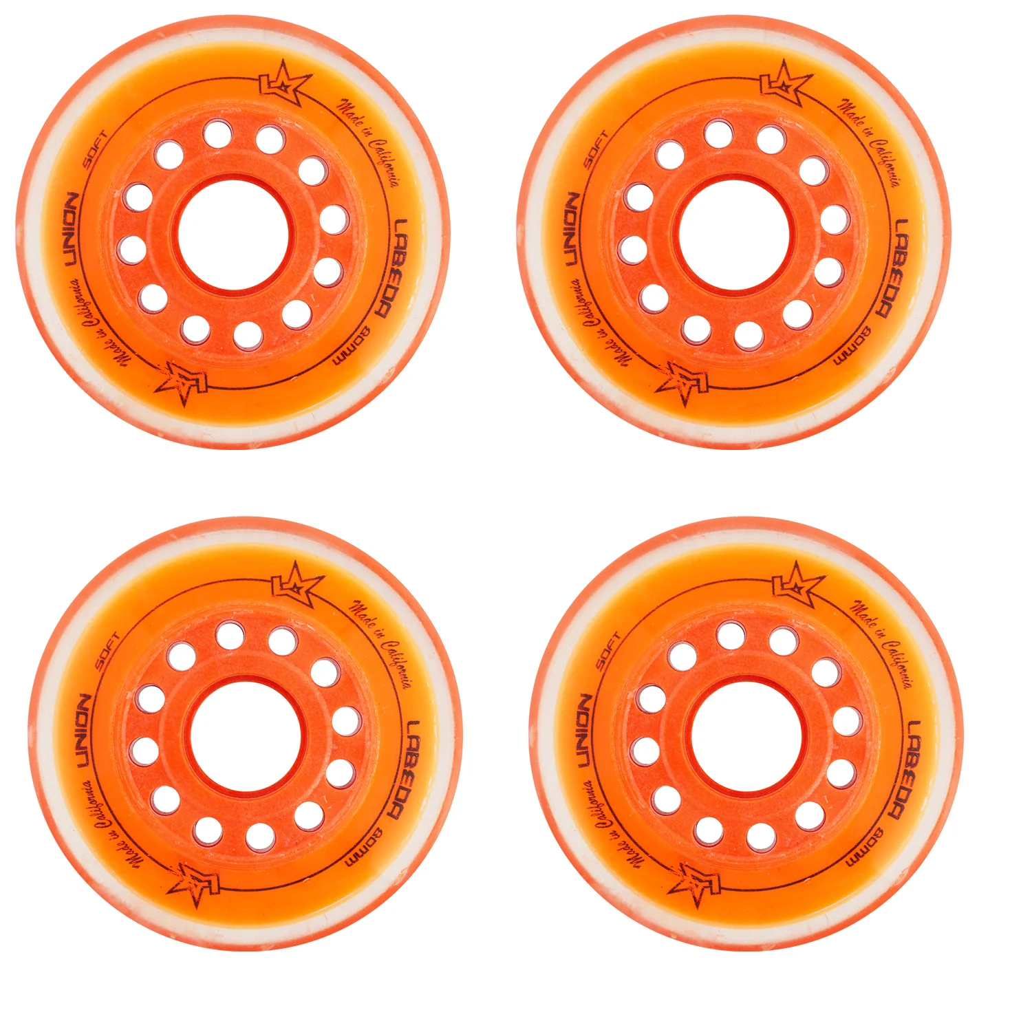 Labeda Roller Hockey Wheels - Union 76mm 76A Orange (4-Pack)