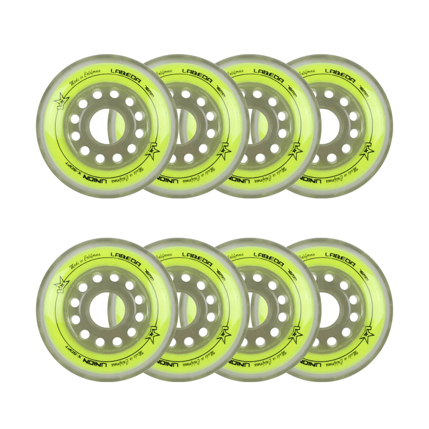 Labeda Roller Hockey Wheels - Union 76mm 76A Yellow (8-Pack)
