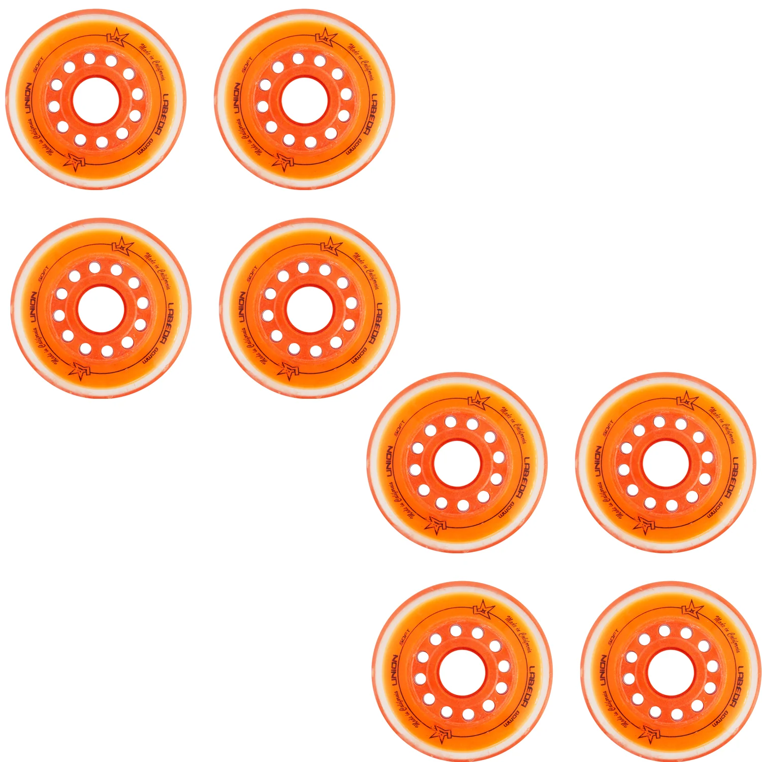 Labeda Roller Hockey Wheels - Union 80mm 76A Orange (8-Pack)