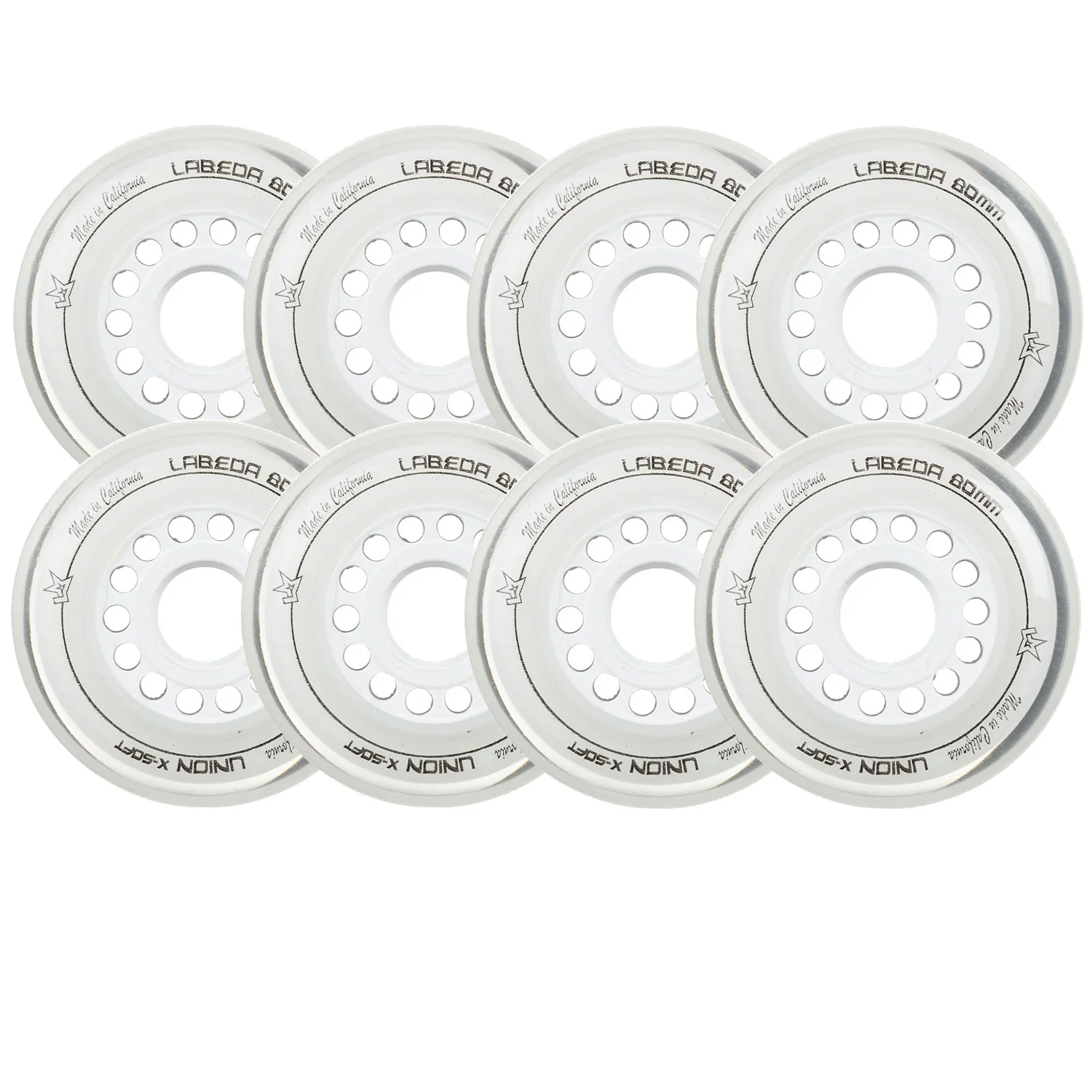 Labeda Roller Hockey Wheels - Union 80mm 76A White (8-Pack)