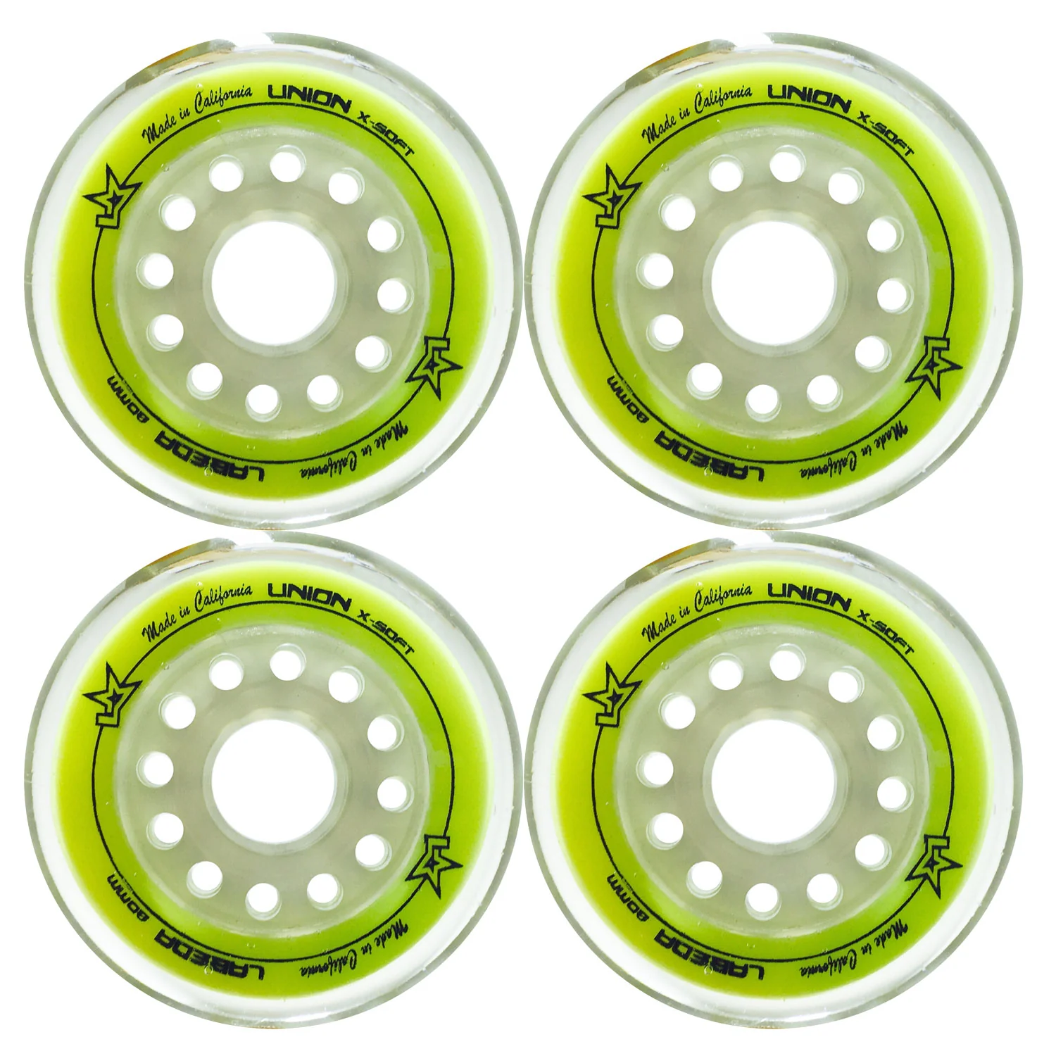 Labeda Roller Hockey Wheels - Union 80mm 76A Yellow (4-Pack)