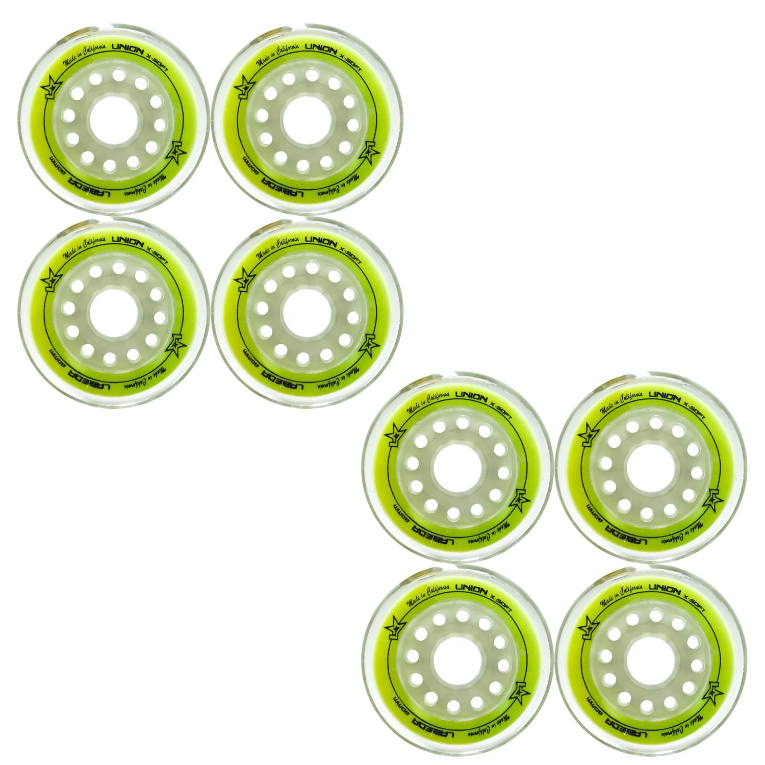 Labeda Roller Hockey Wheels - Union 80mm 76A Yellow (8-Pack)