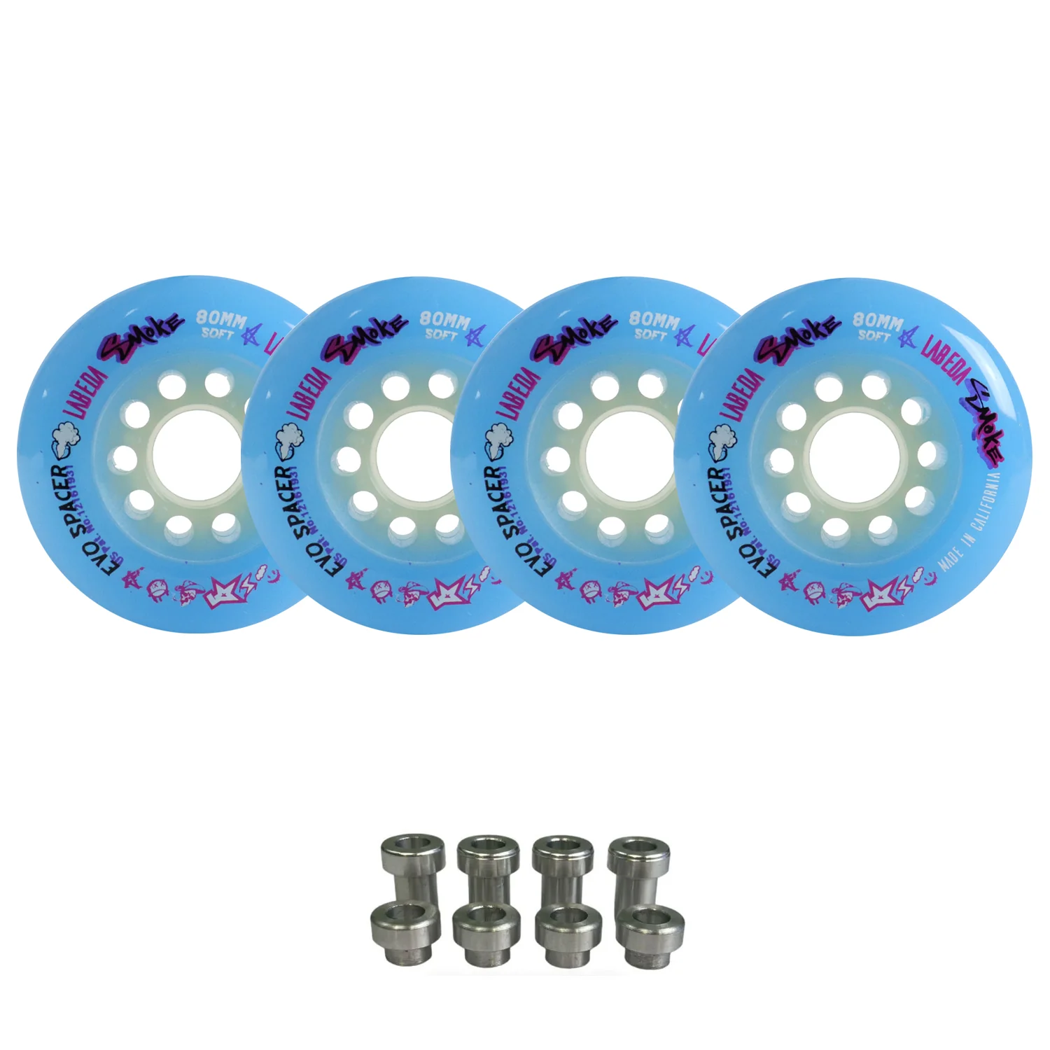 Labeda Smoke Evo Roller Hockey Wheels - 4-Pack with Evo Spacers - Choose Size and Color - Image 8
