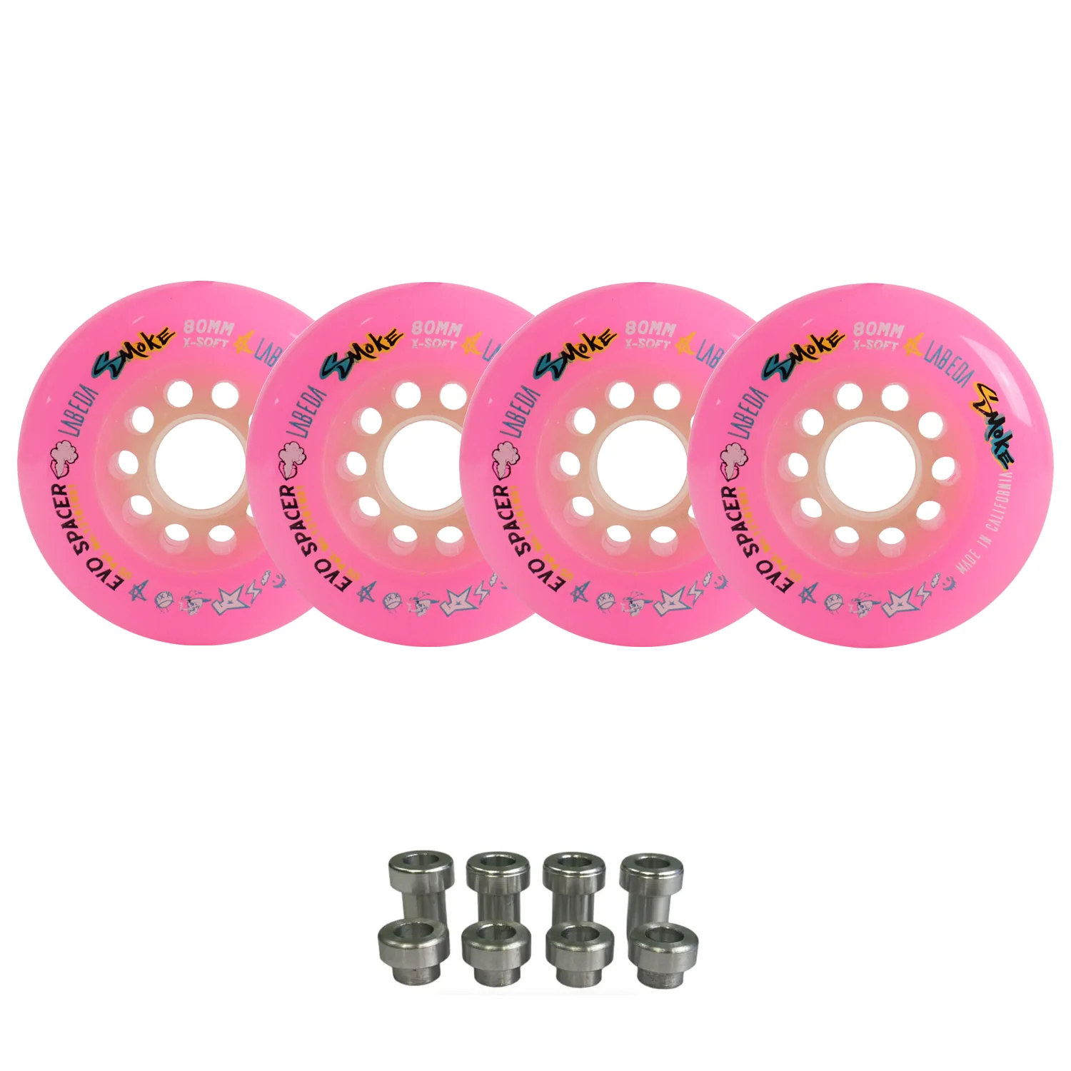 Labeda Smoke Evo Roller Hockey Wheels - 4-Pack with Evo Spacers - Choose Size and Color - Image 9