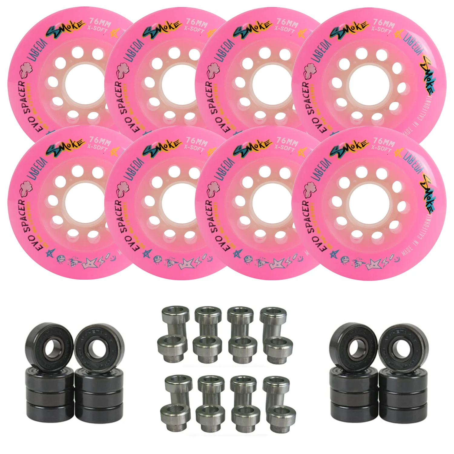 Labeda Smoke Evo Roller Hockey Wheels - 8-Pack with Evo Spacers and Hybrid Ceramic Bearings - Image 10