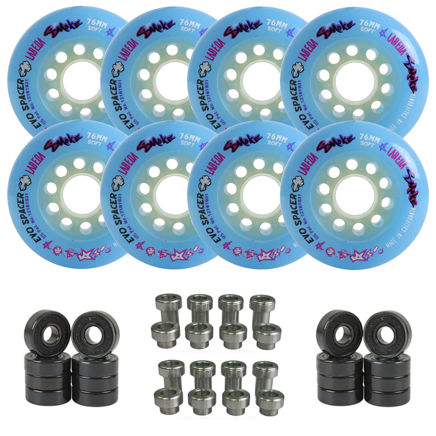 Labeda Smoke Evo Roller Hockey Wheels - 8-Pack with Evo Spacers and Hybrid Ceramic Bearings - Image 12