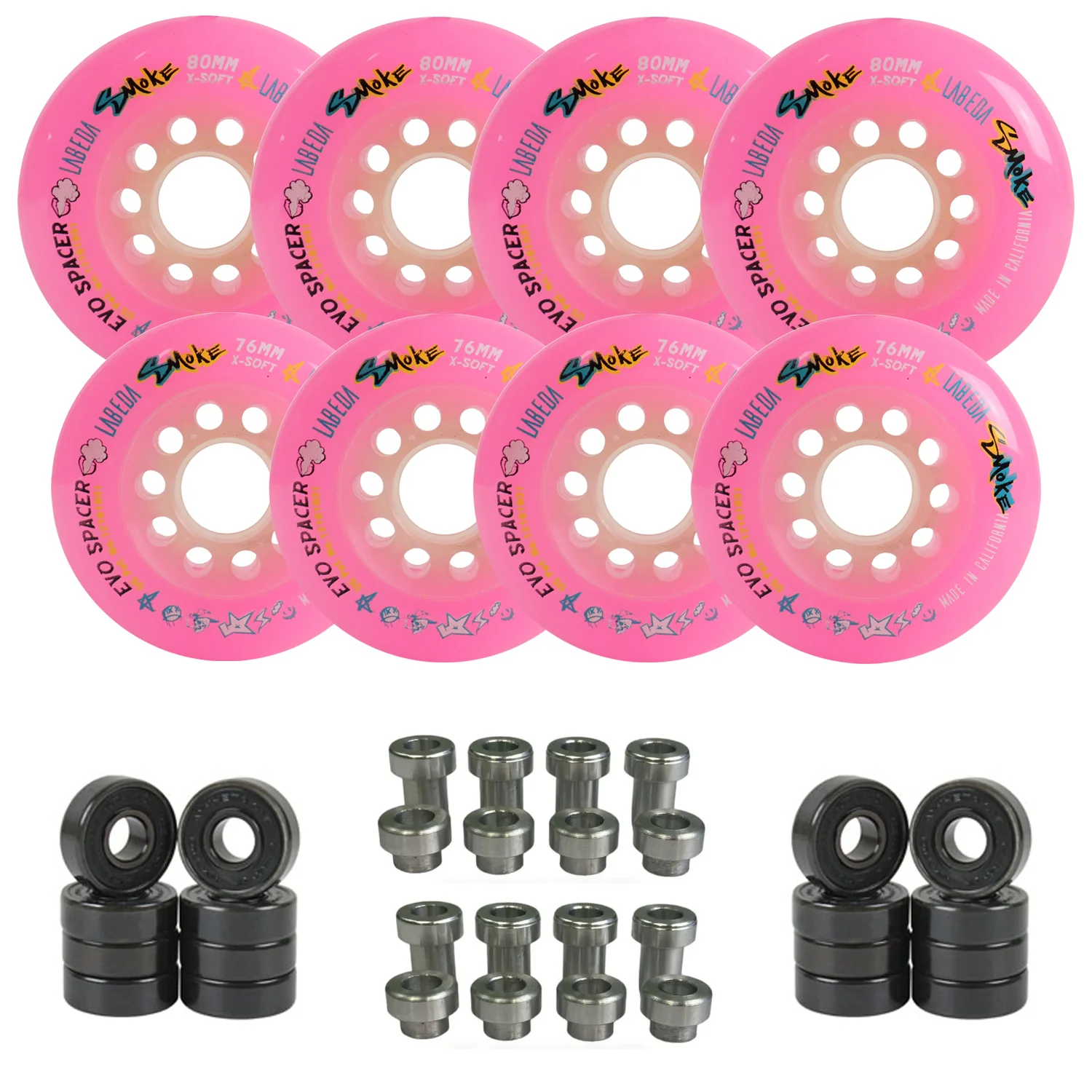Labeda Smoke Evo Roller Hockey Wheels - 8-Pack with Evo Spacers and Hybrid Ceramic Bearings - Image 14
