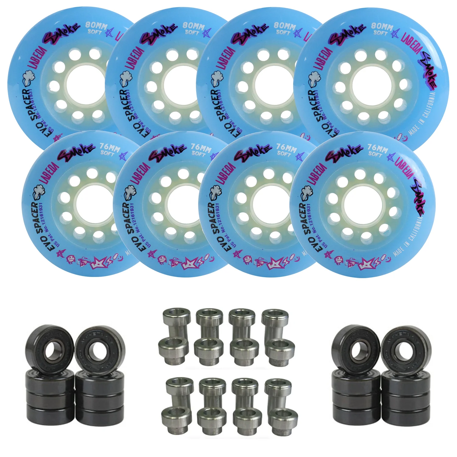 Labeda Smoke Evo Roller Hockey Wheels - 8-Pack with Evo Spacers and Hybrid Ceramic Bearings - Image 15