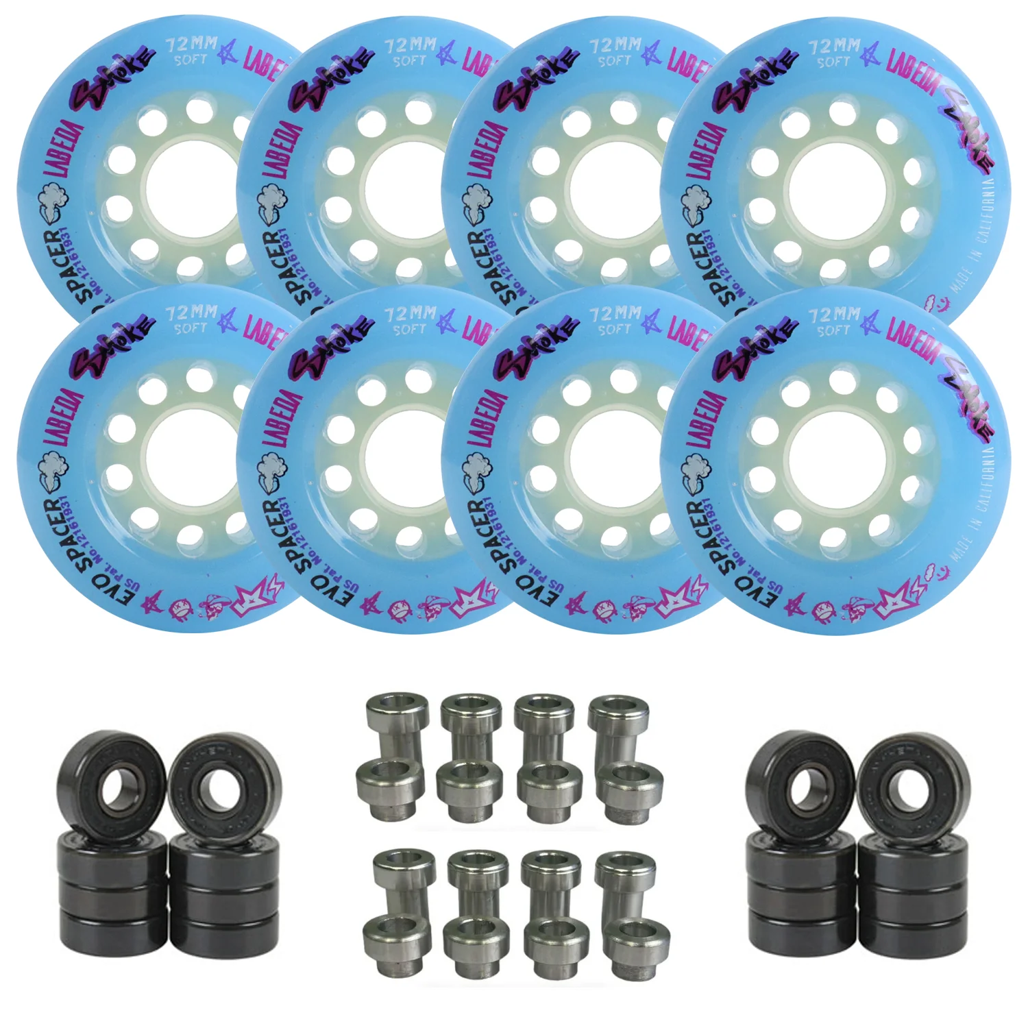 Labeda Smoke Evo Roller Hockey Wheels - 8-Pack with Evo Spacers and Hybrid Ceramic Bearings - Image 3