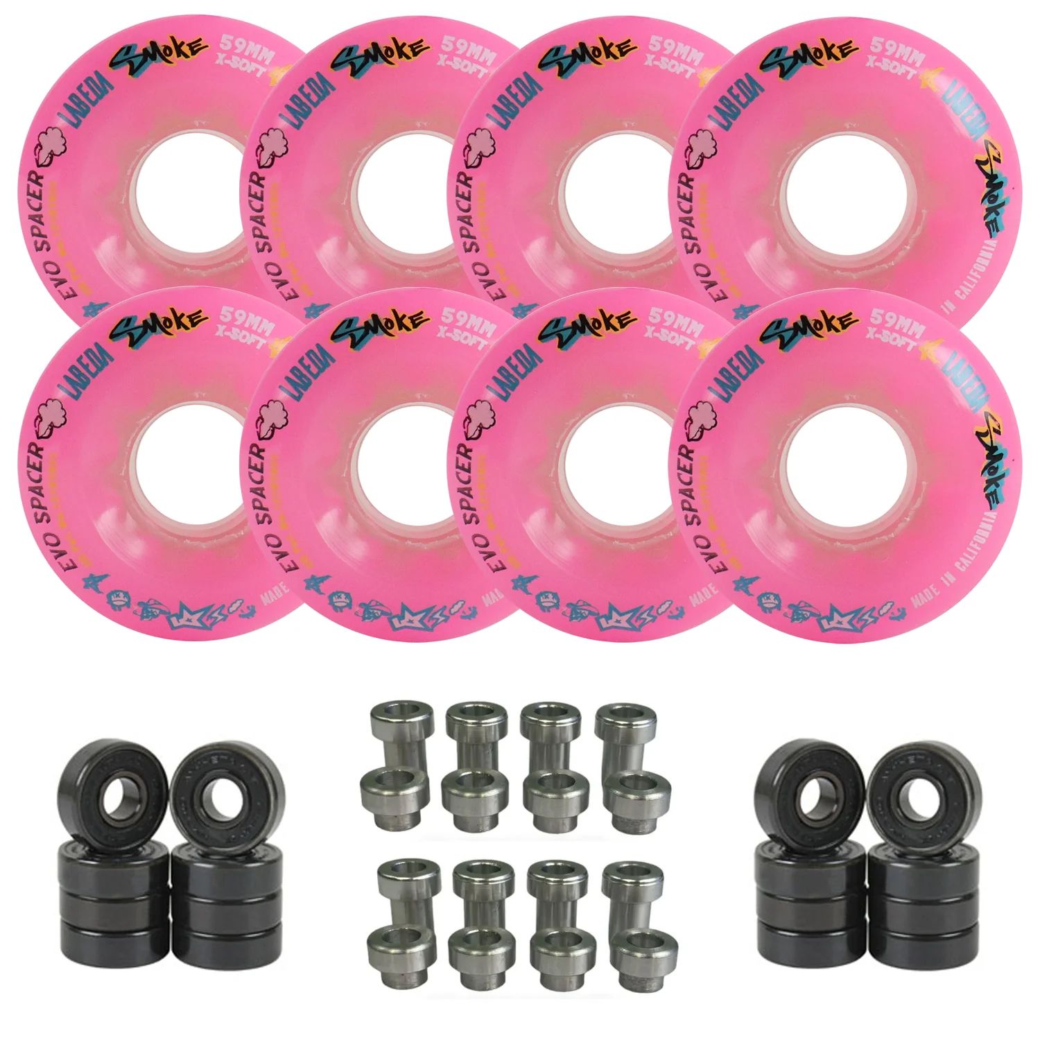 Labeda Smoke Evo Roller Hockey Wheels - 8-Pack with Evo Spacers and Hybrid Ceramic Bearings - Image 4