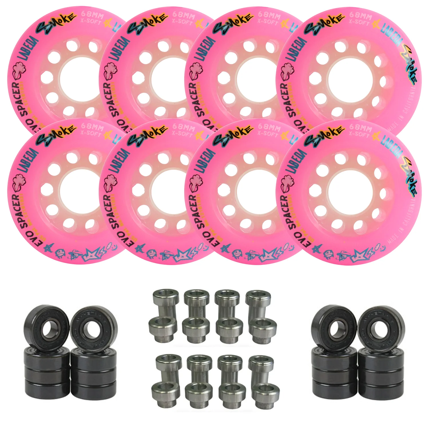 Labeda Smoke Evo Roller Hockey Wheels - 8-Pack with Evo Spacers and Hybrid Ceramic Bearings - Image 5