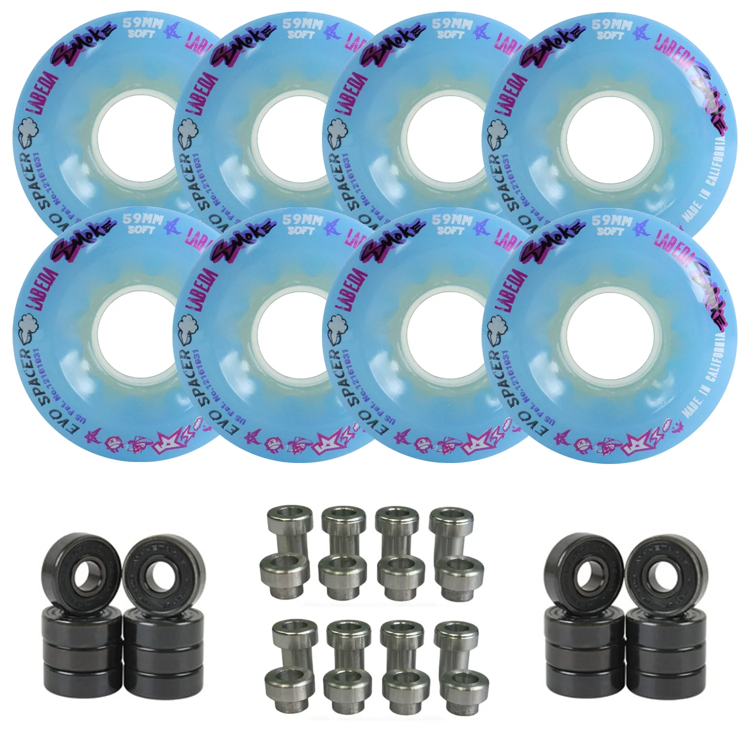 Labeda Smoke Evo Roller Hockey Wheels - 8-Pack with Evo Spacers and Hybrid Ceramic Bearings - Image 7