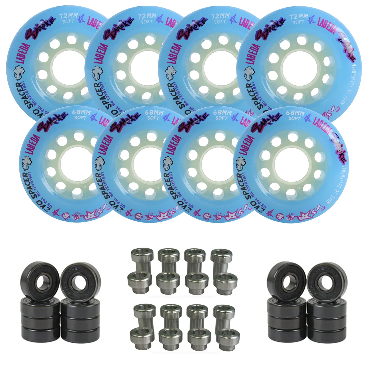 Labeda Smoke Evo Roller Hockey Wheels - 8-Pack with Evo Spacers and Hybrid Ceramic Bearings - Image 9