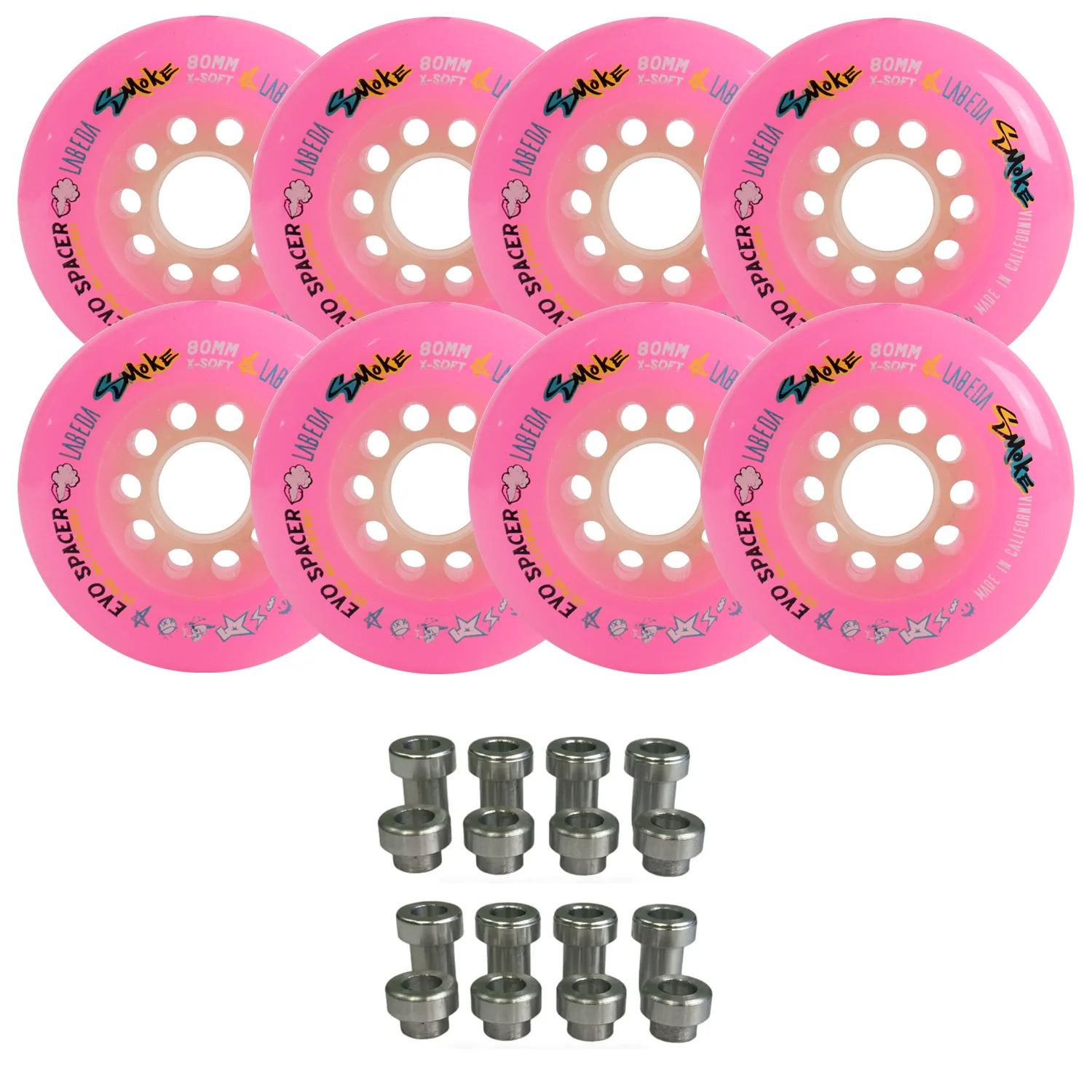Labeda Smoke Evo Roller Hockey Wheels - 8-Pack with Evo Spacers - Choose Size and Color - Image 11