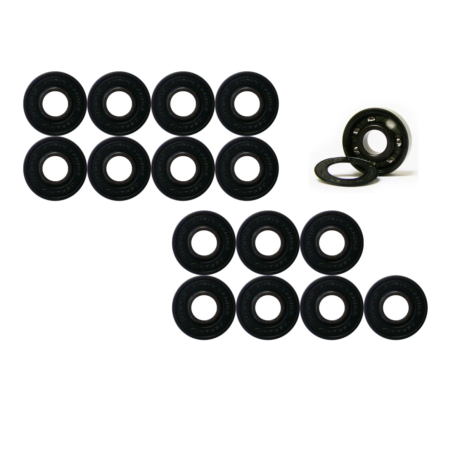Labeda Whips Roller Hockey Wheels - Teal X-Soft HiLo Set 76mm/80mm - 8-Pack with Evo Spacers and Hybrid Ceramic Bearings - Image 6