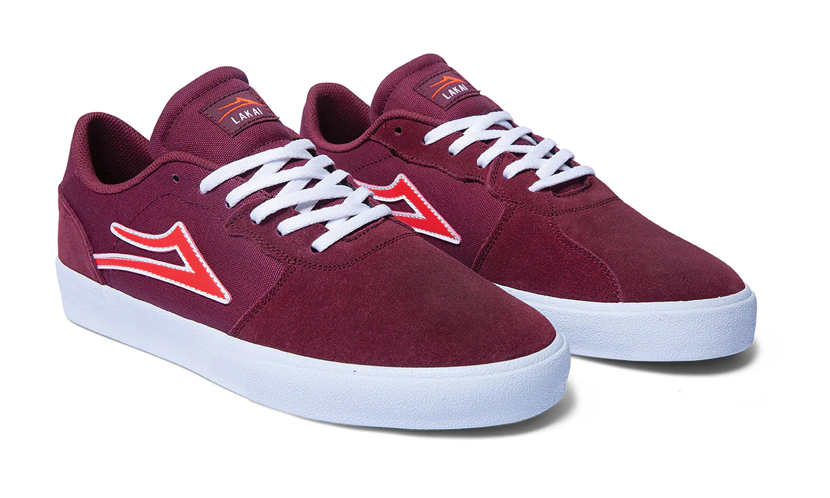 Lakai Skateboard Shoes Cardiff Burgundy Suede - Image 2
