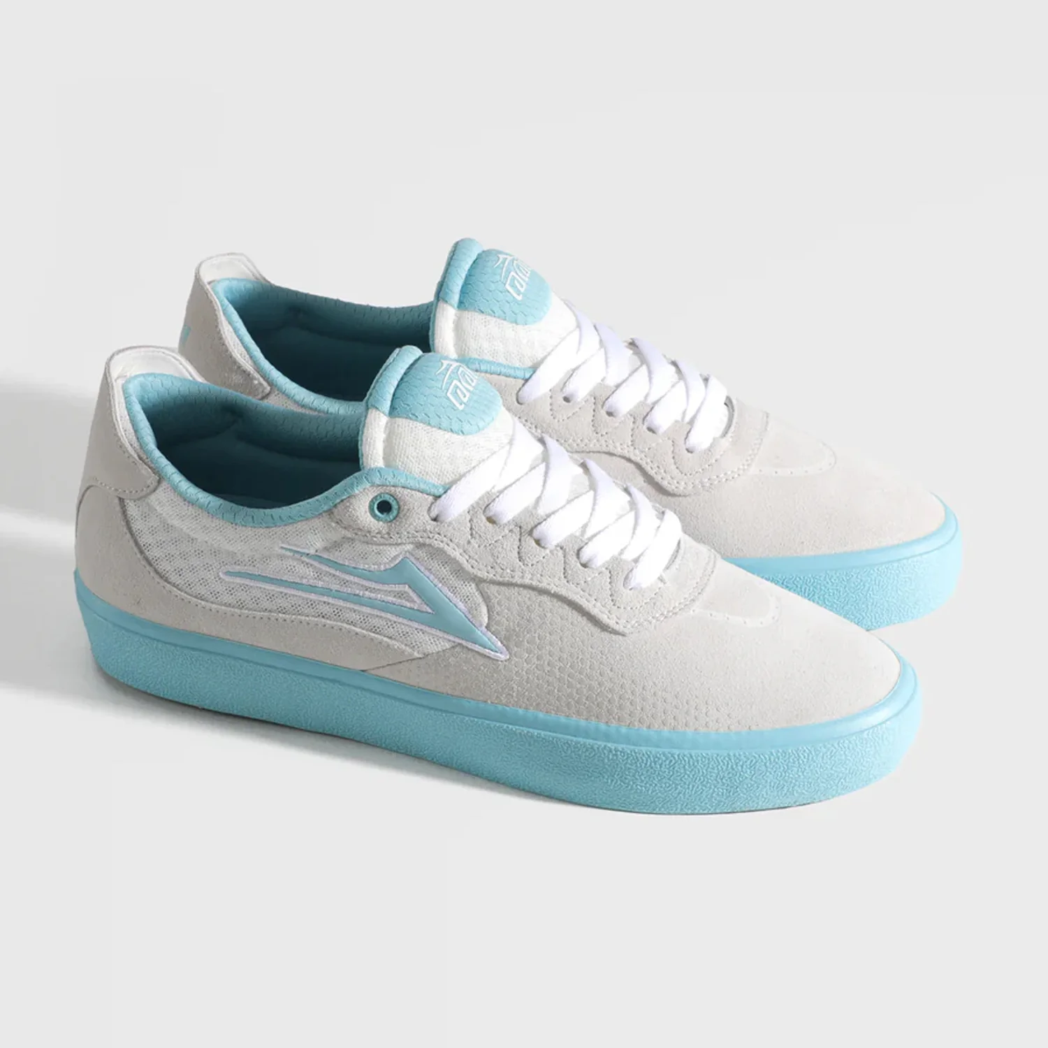 Lakai Skateboard Shoes Essex Elite White Suede Aqua - Image 2