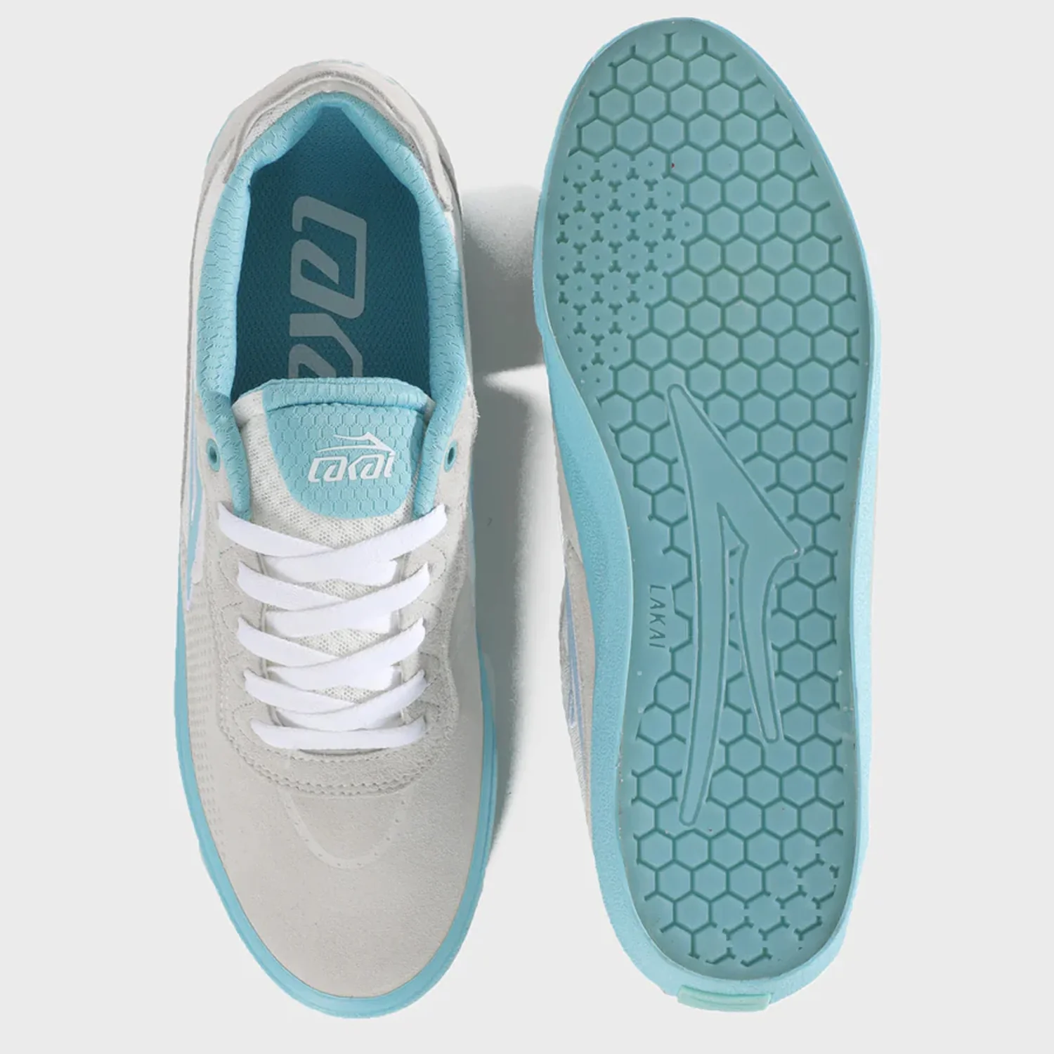 Lakai Skateboard Shoes Essex Elite White Suede Aqua - Image 3