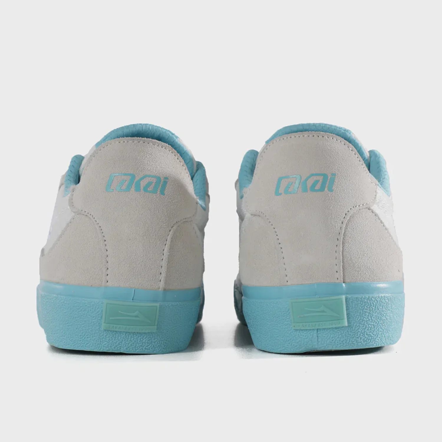 Lakai Skateboard Shoes Essex Elite White Suede Aqua - Image 4