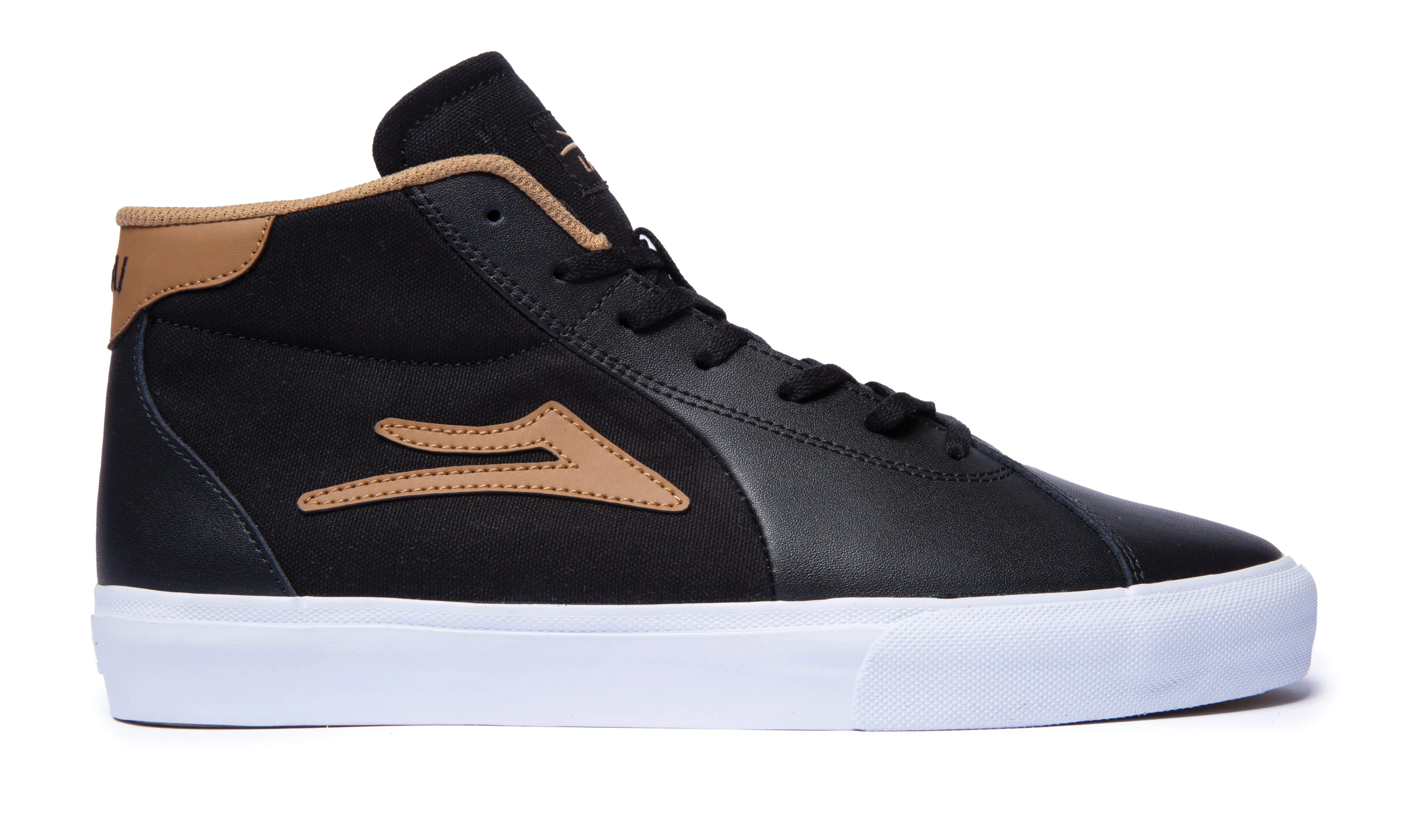 Lakai Skateboard Shoes Flaco II Mid Black/Tobacco Leather Mens