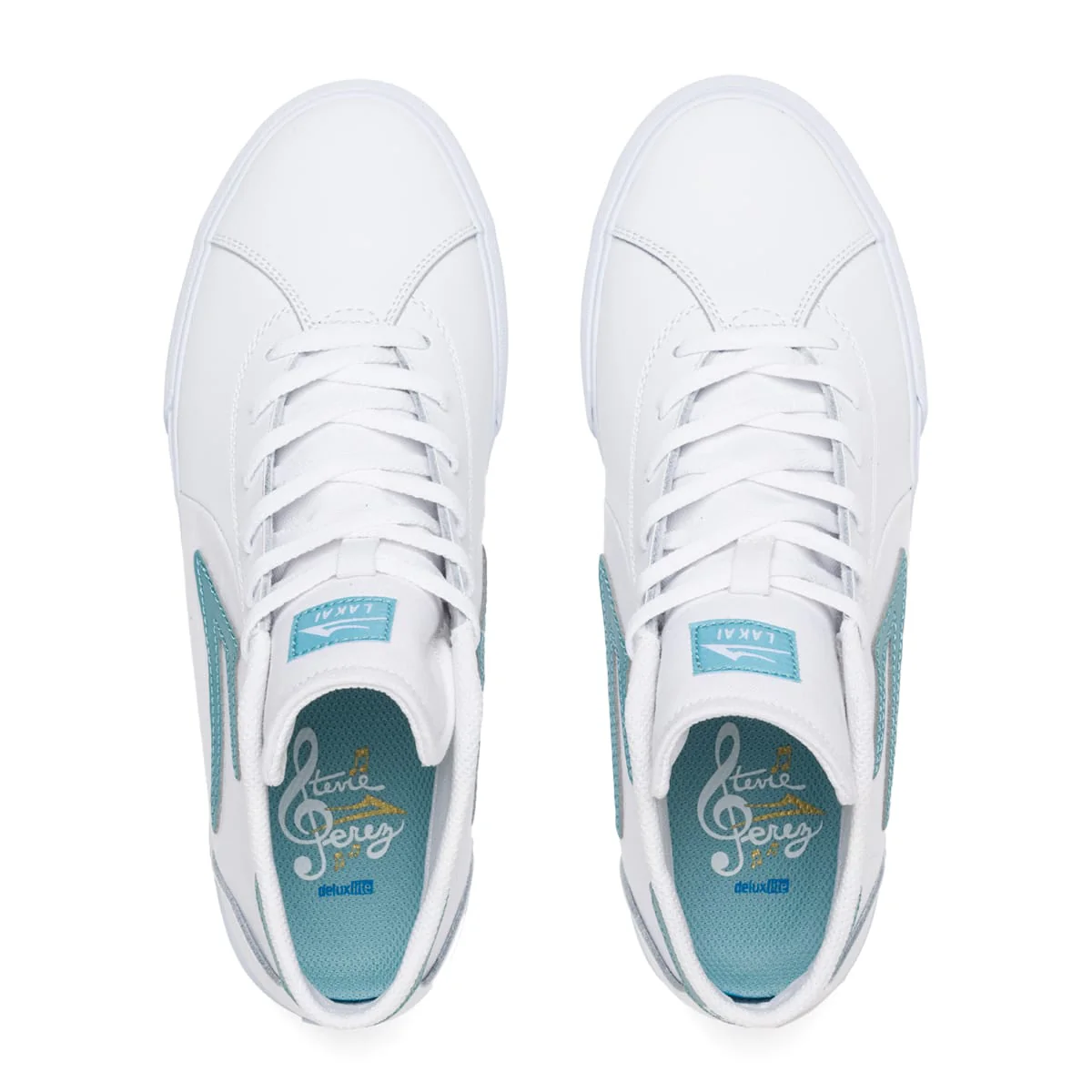 Lakai Skateboard Shoes Flaco II Mid White/Nile Leather - Image 3