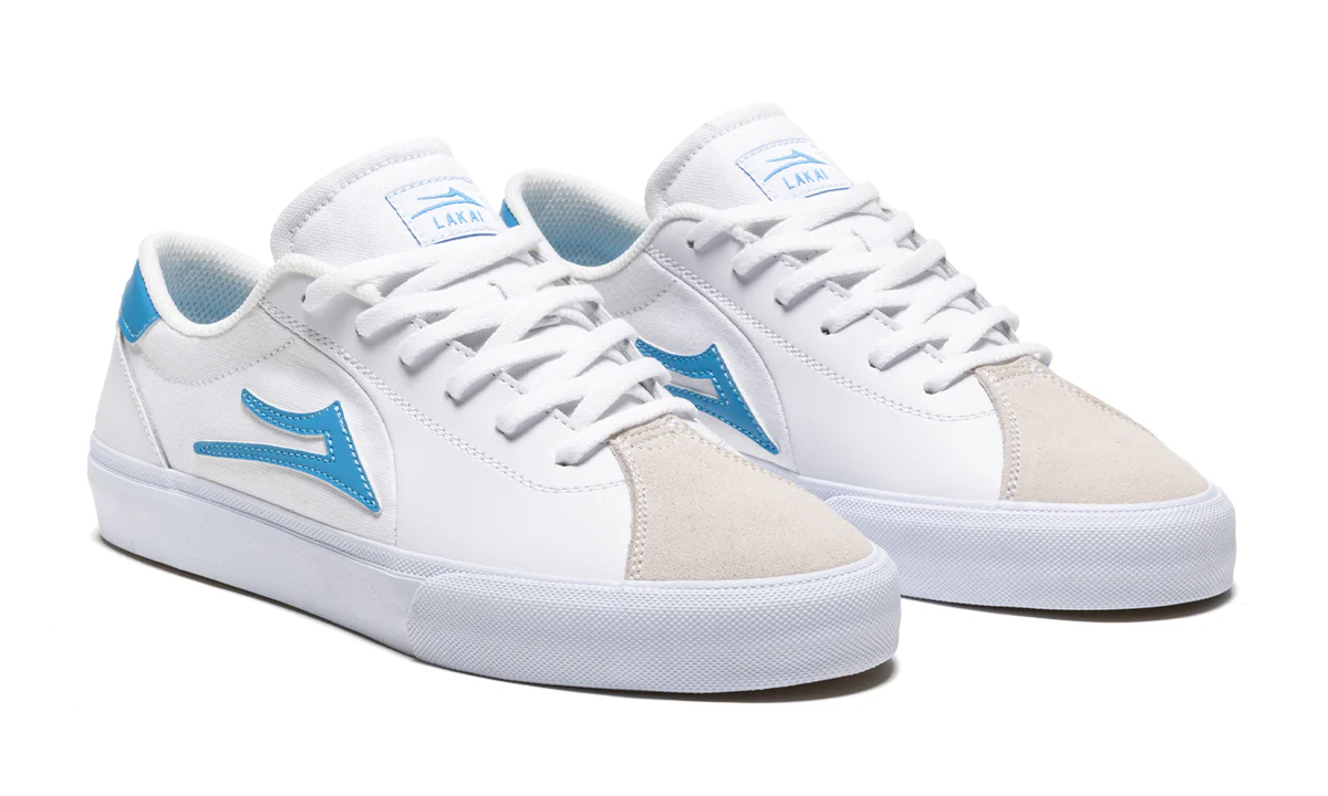 Lakai Skateboard Shoes Flaco II White/Cyan Leather