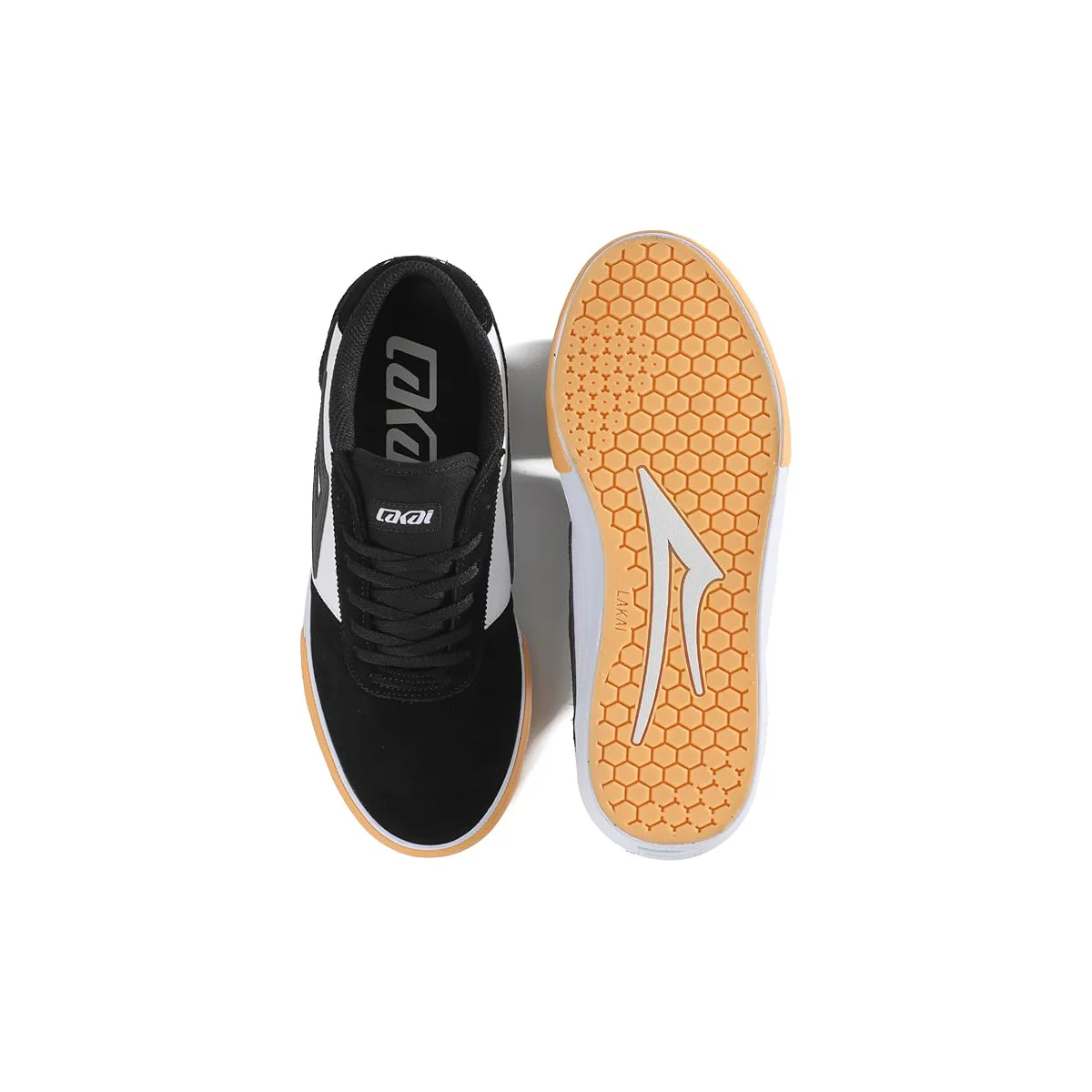 Lakai Skateboard Shoes Manchester Black White Gum Toe - Image 3