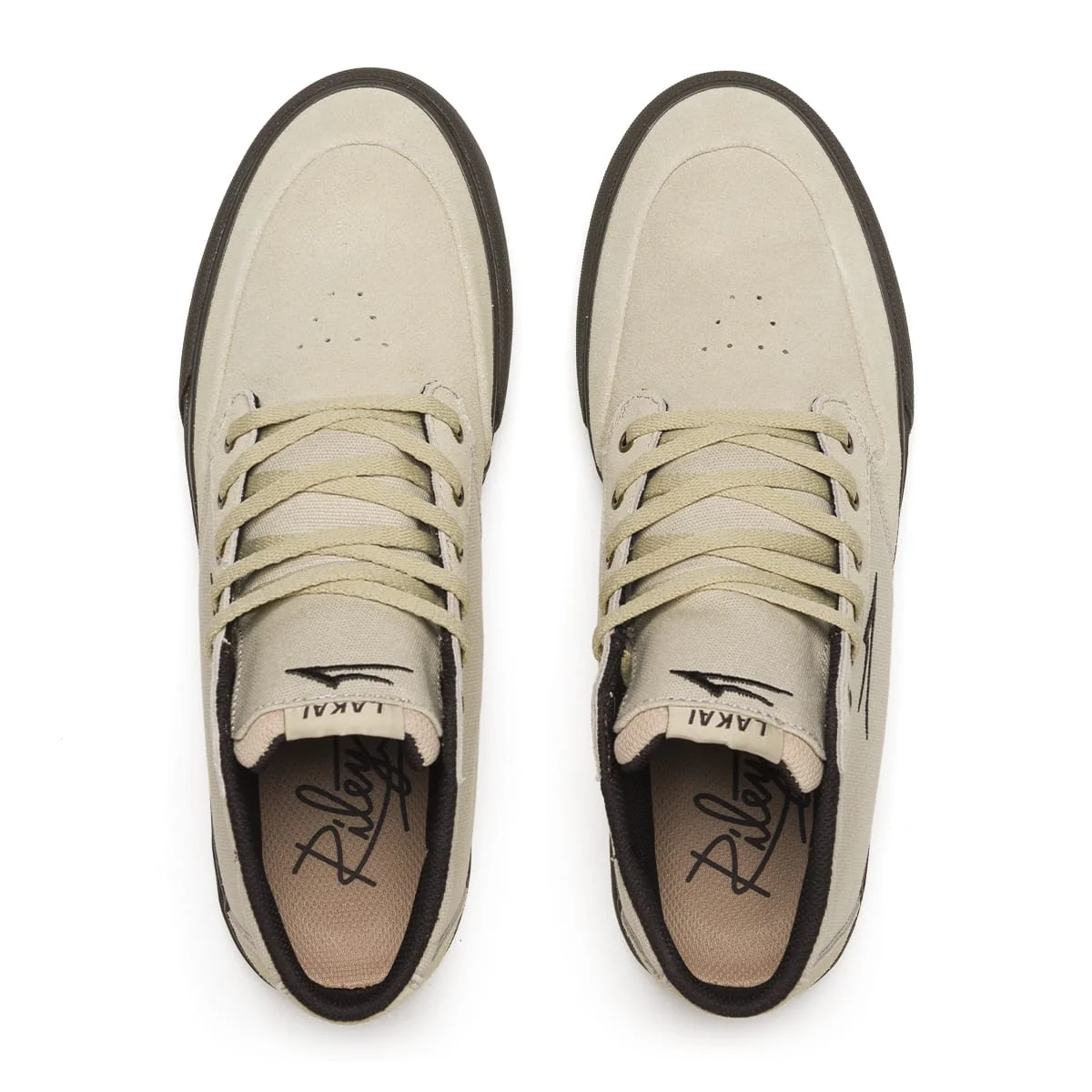 Lakai Skateboard Shoes Riley 3 High Cream/Gum Suede - Image 3