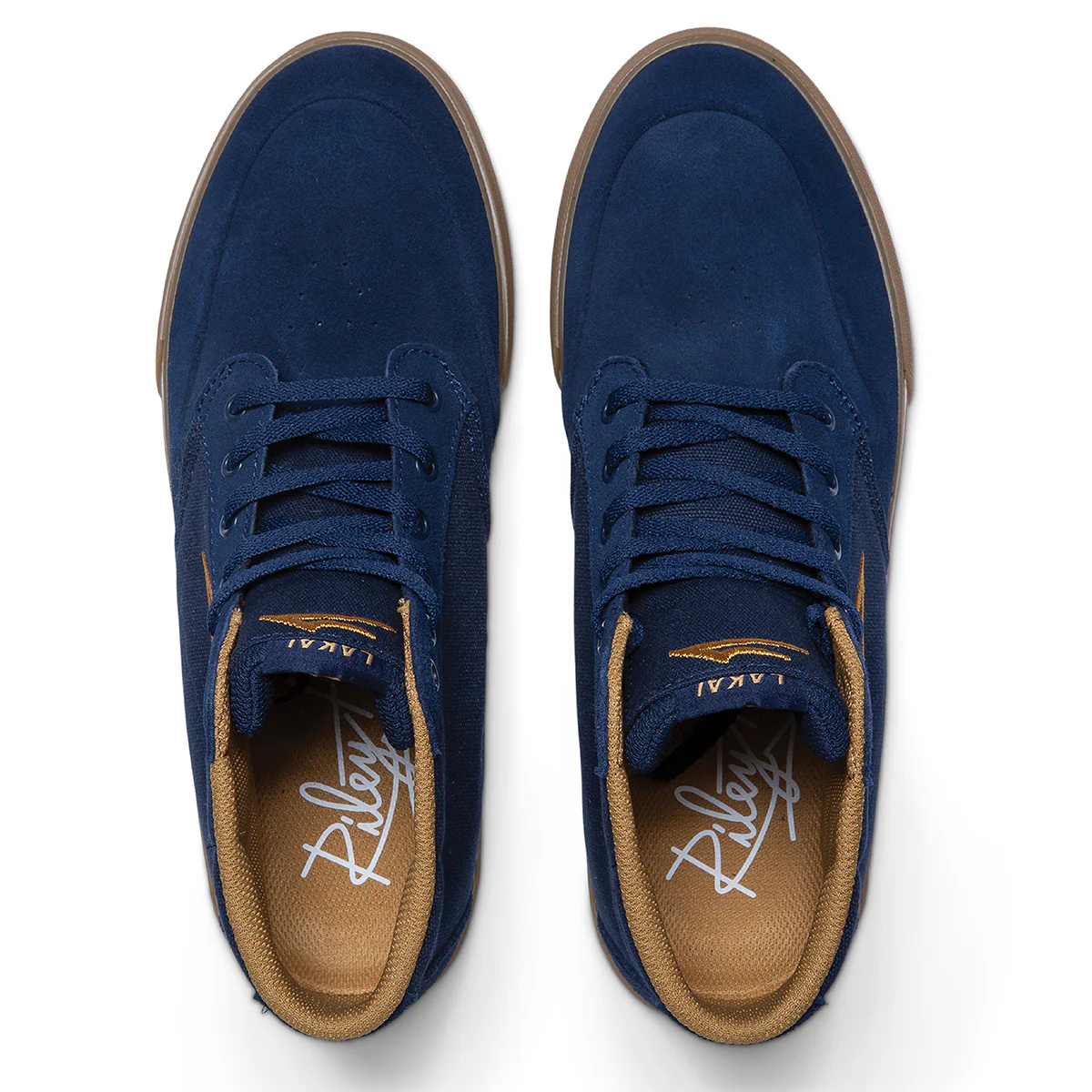 Lakai Skateboard Shoes Riley Hawk 3 High Navy/Gum Suede - Image 3