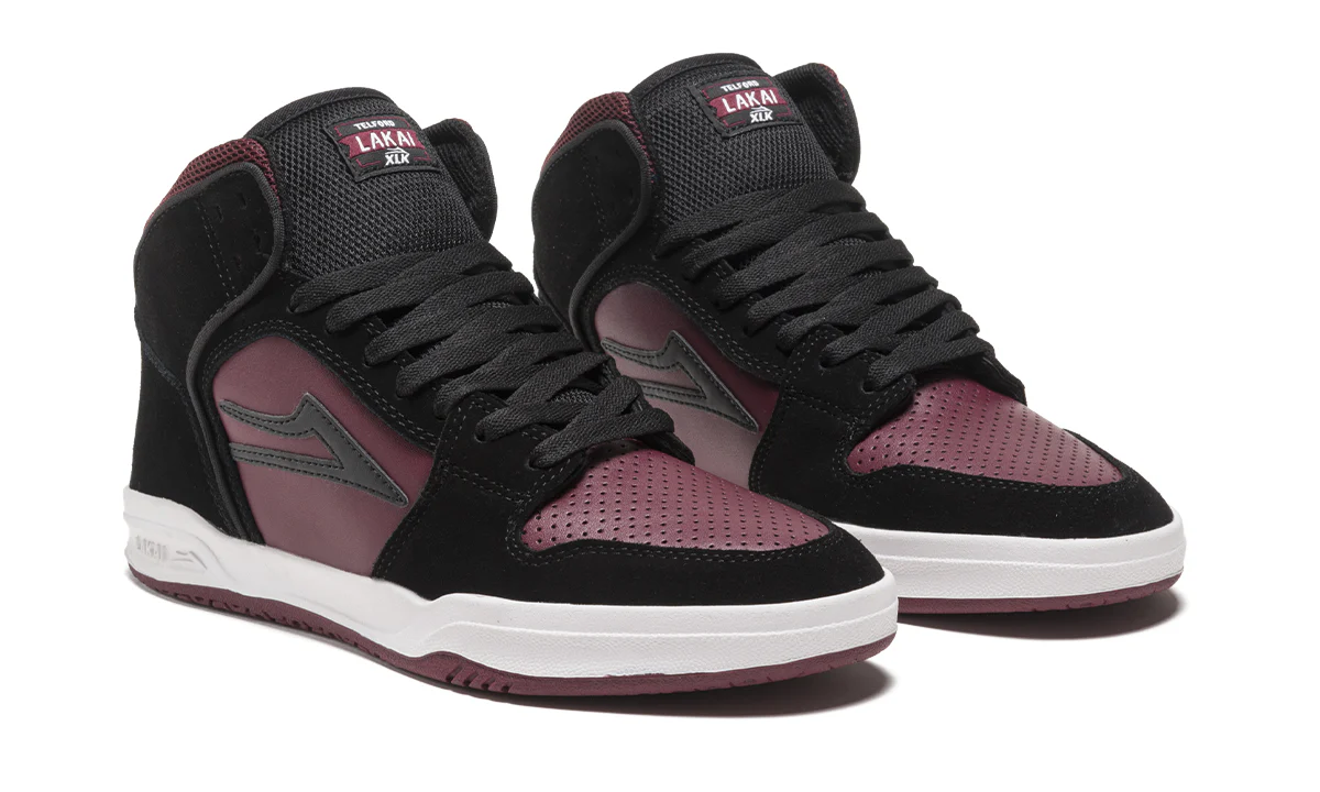 Lakai Skateboard Shoes Telford Black/Burgundy Suede - Image 2