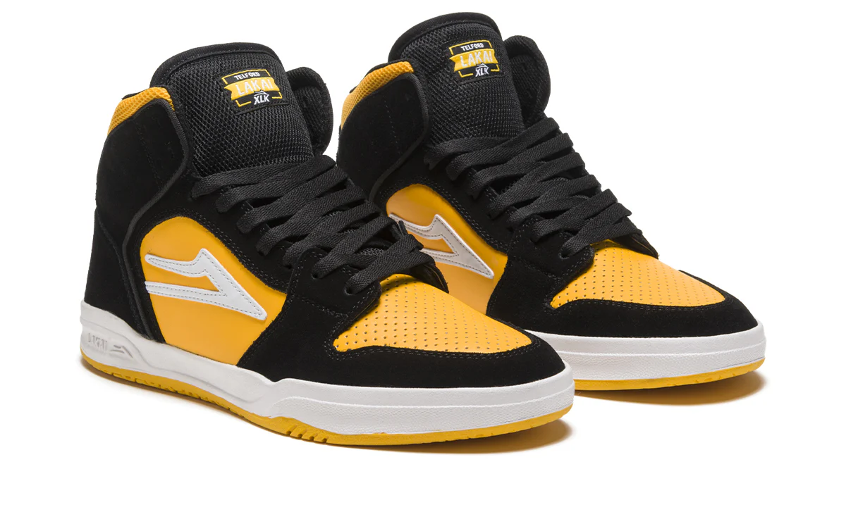 Lakai Skateboard Shoes Telford Black/Yellow Suede - Image 2