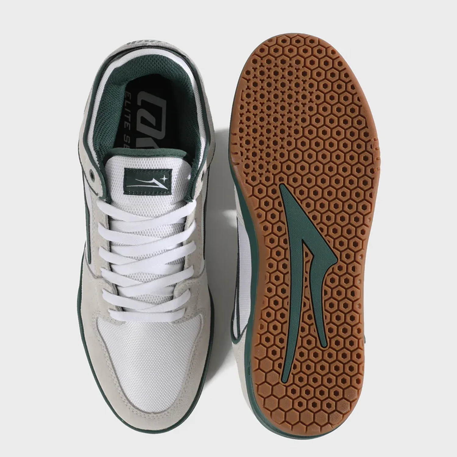 Lakai Skateboard Shoes Telford Low Elite White Suede Cordura Spruce - Image 3