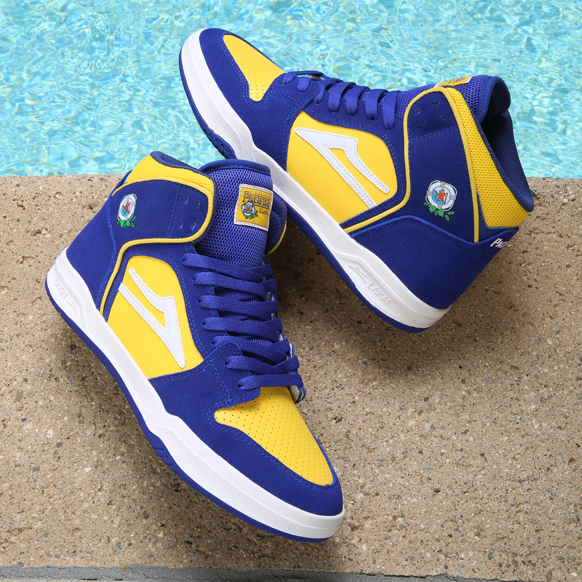 Lakai Skateboard Shoes Telford X Pacifico Blue/Yellow Suede - Image 4