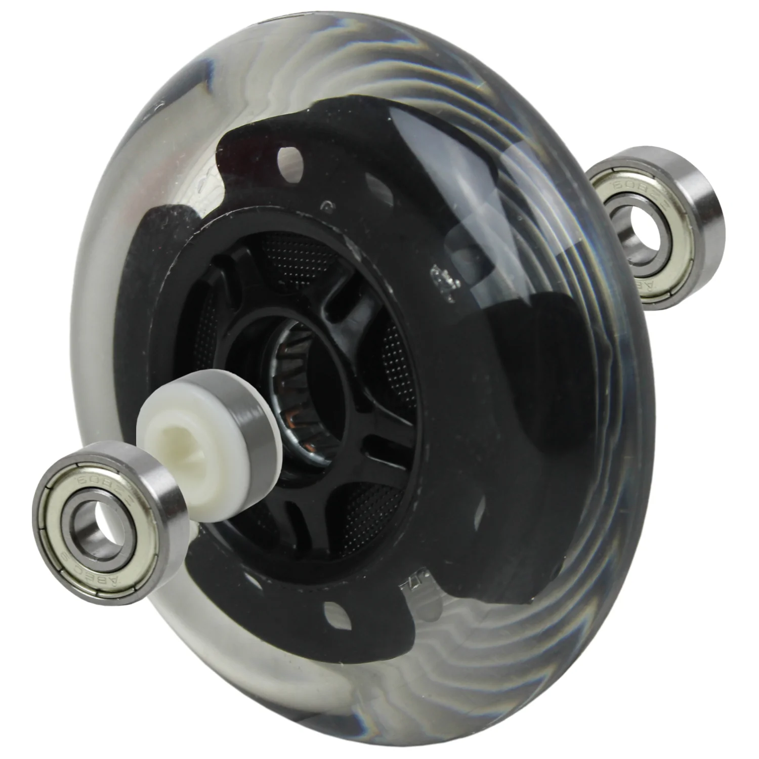 LED Scooter Wheels Set of 2 With Bearings - Black/Clear - Image 5