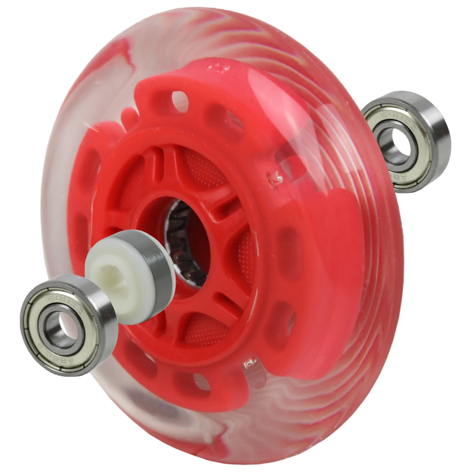 LED Scooter Wheels Set of 2 With Bearings - Red/Clear - Image 5