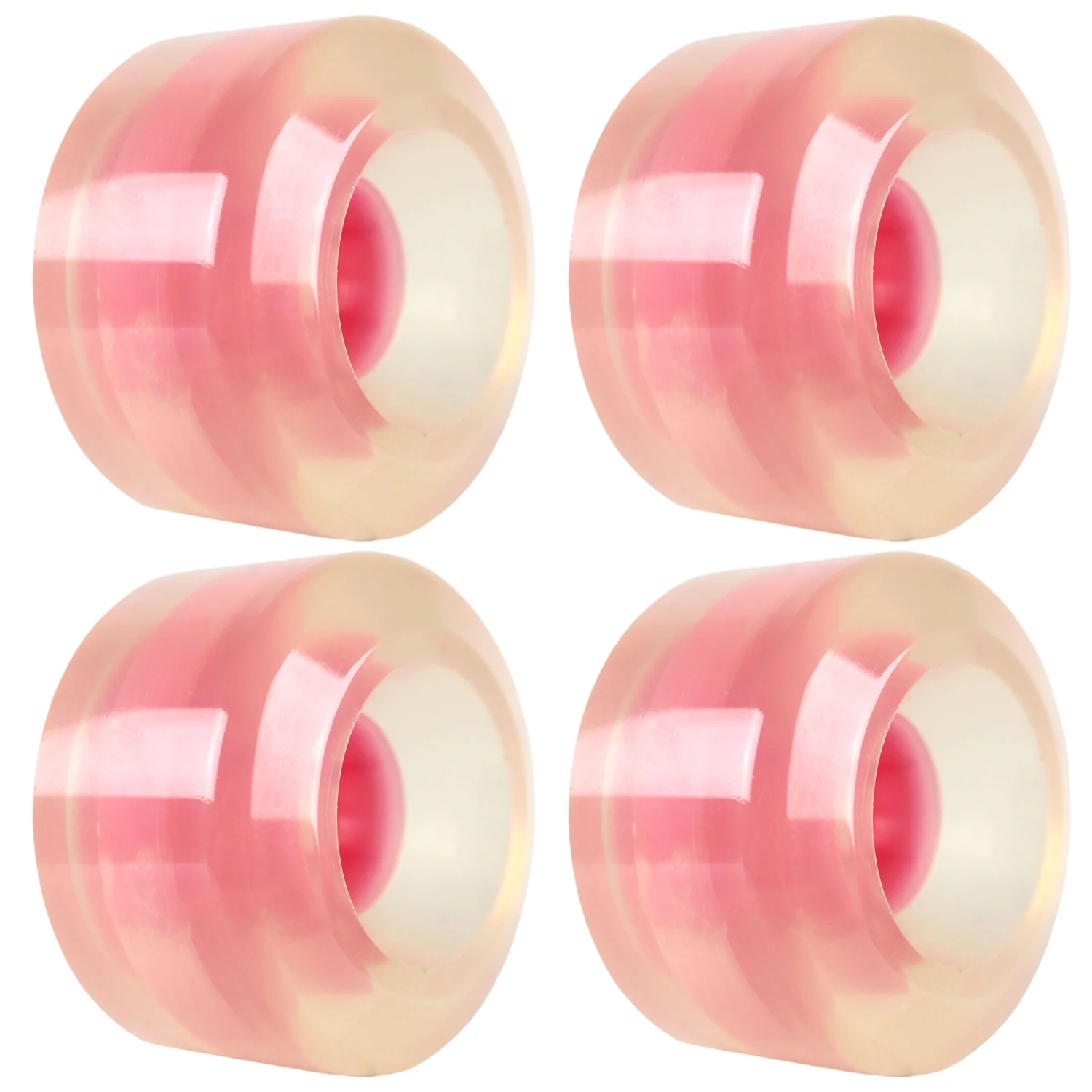 Longboard Wheels 65mm Smooth Clear w/ Pink Hub USA Made 78A