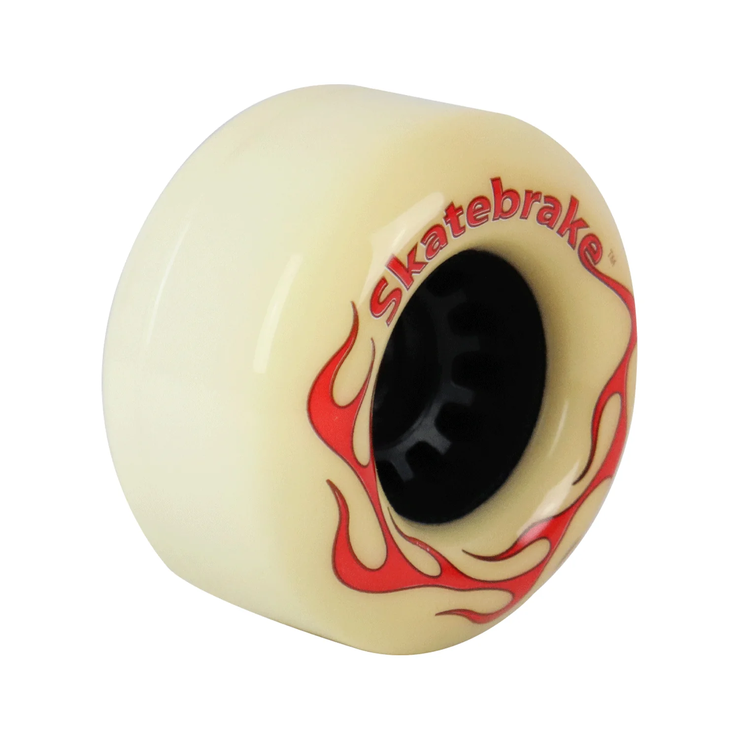 Longboard Wheels 76mm 82A White Rearset with Plastic Core "Skatebrake" Graphic - Image 5
