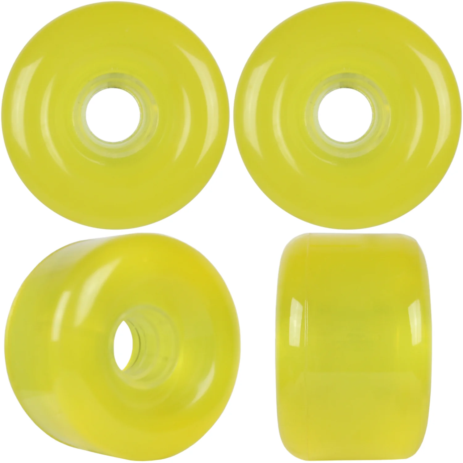 Longboard Wheels Set 69mm x 44mm 85a Translucent Yellow US Made