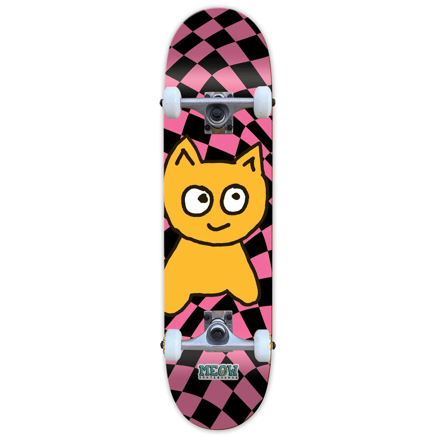Meow Skateboard Complete Big Cat Checker Twist Soft Top Pink 6.5" x 28"