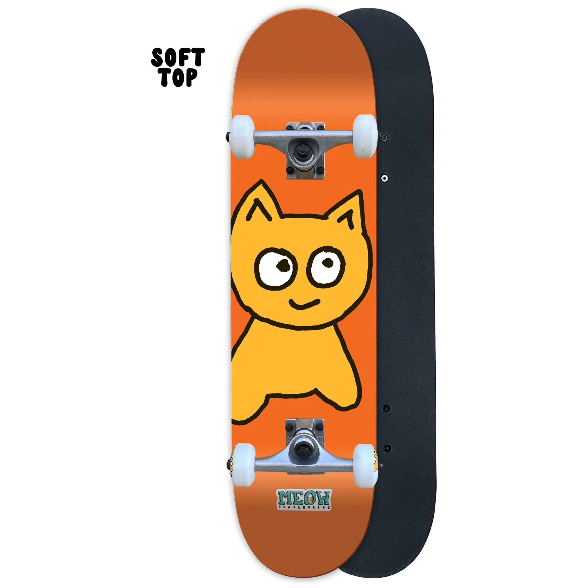 Meow Skateboard Complete Big Cat Soft Top Orange 7.25" Mini