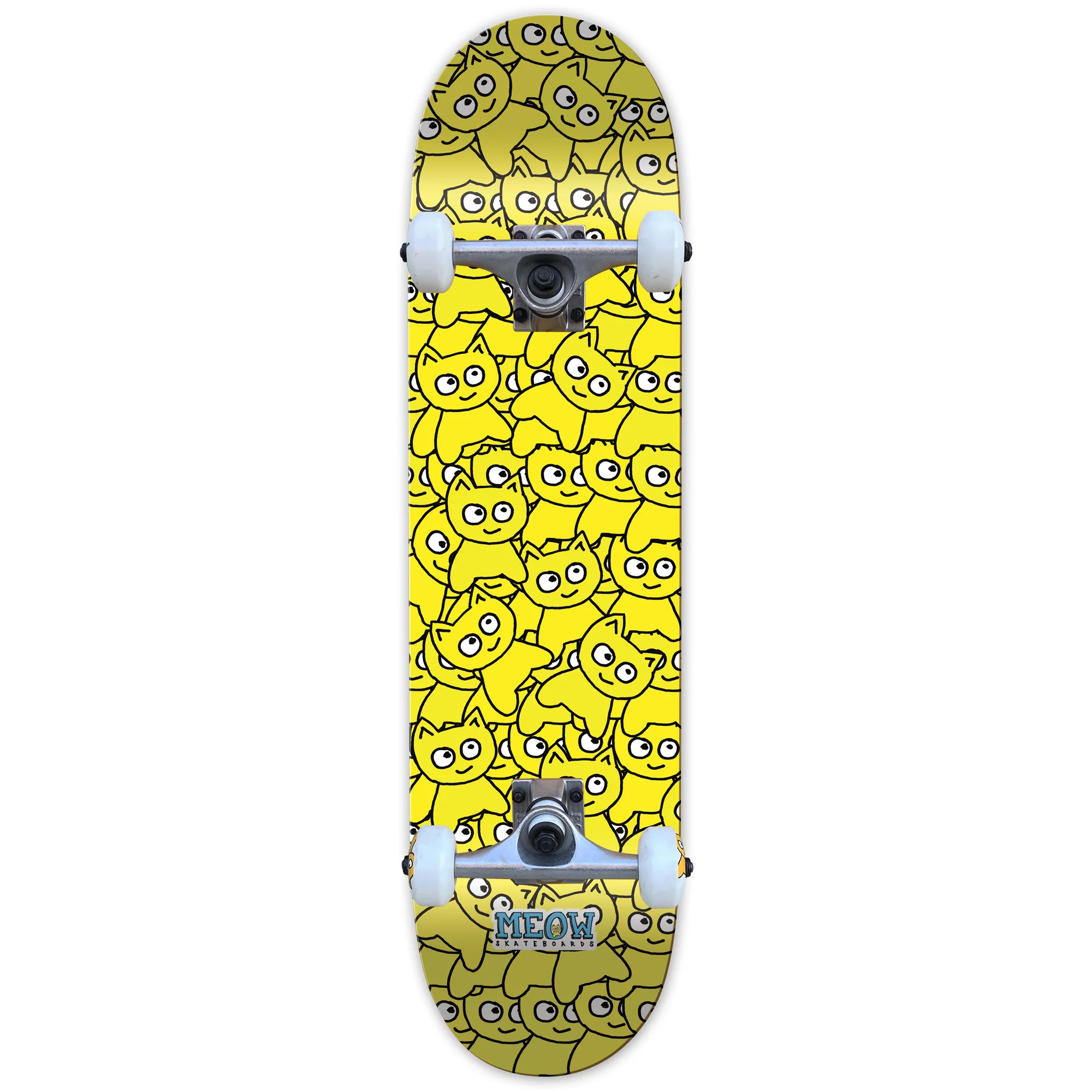 Meow Skateboard Complete Sticker Pile Soft Top Yellow 6.75" x 28.5"