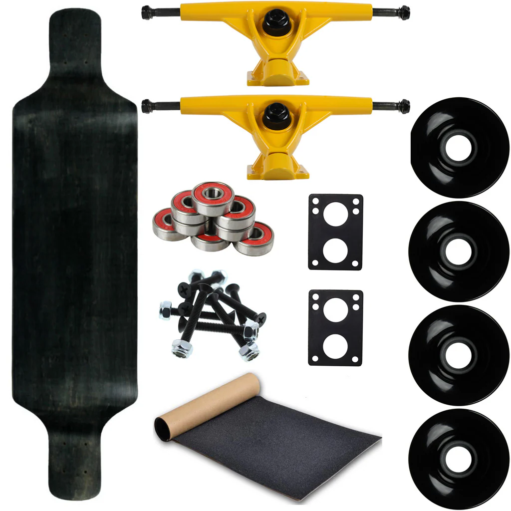 Moose Longboard 9.4" x 38" Drop Down Stained Black (All Parts Included)