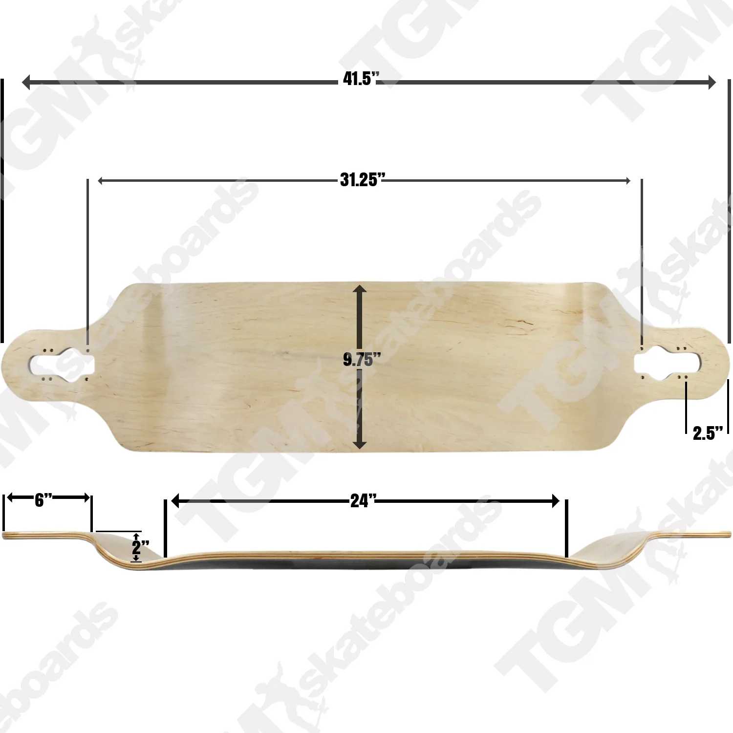 Moose Longboard 9.75" x 41.25" Double Drop (Down/Through) Black (All Parts Included) - Image 5