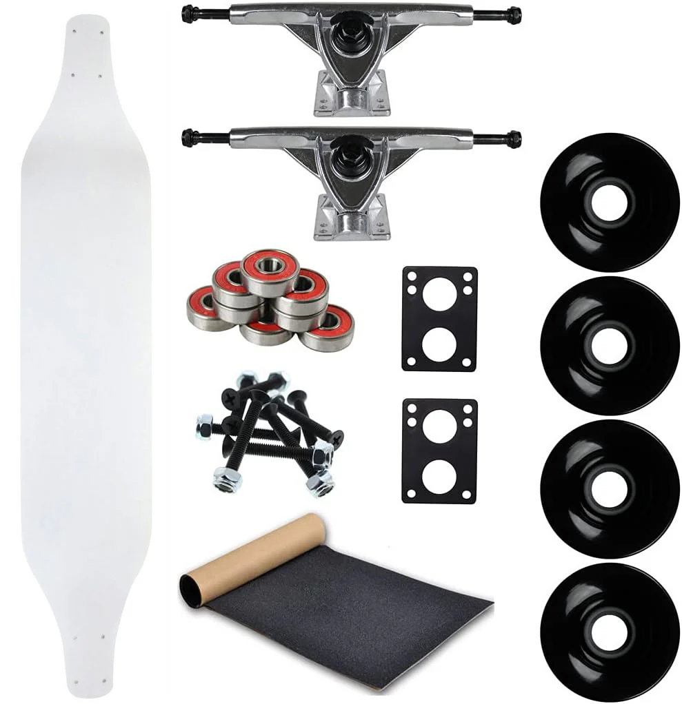 Moose Longboard Complete 8" x 40" Canadian Maple Drop Down Dipped White