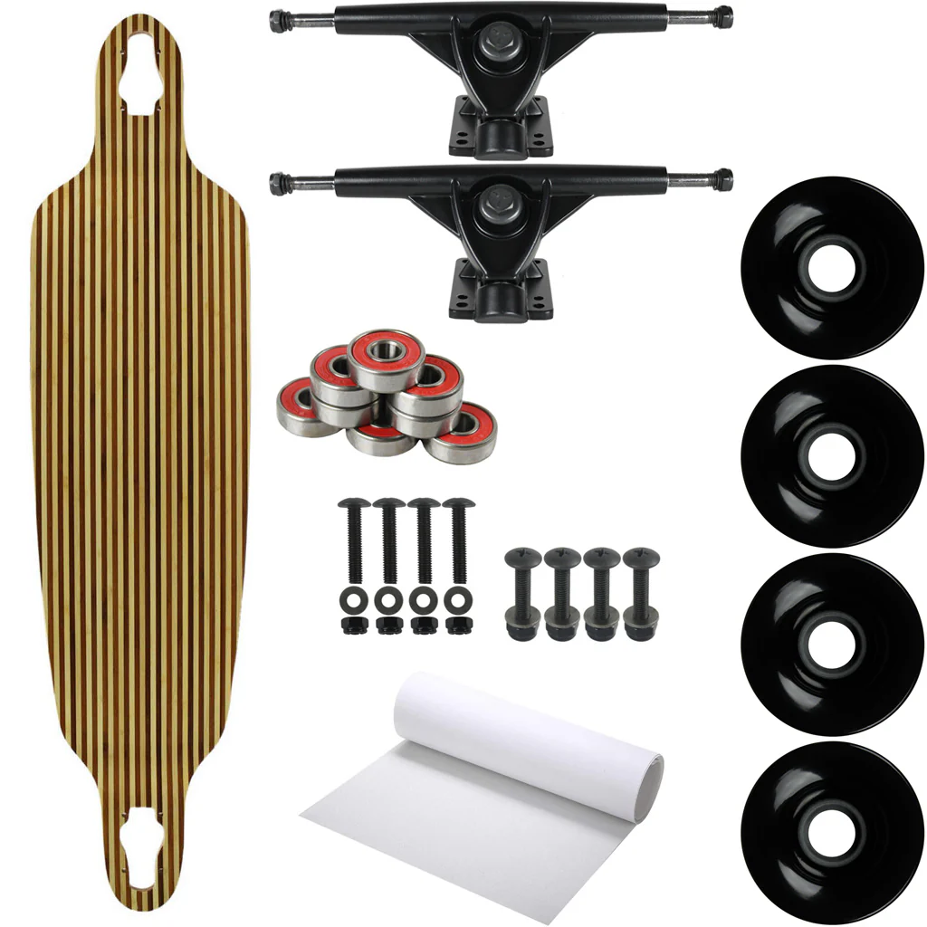 Moose Longboard Complete 9.75" x 39.75" Double Drop Zebra Bamboo