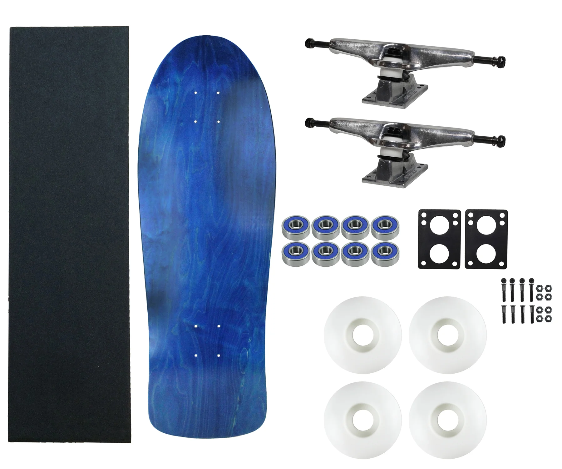 Moose Old School 30" Stained Blue, Hollow Silver/Silver Trucks, 58mm White Wheels