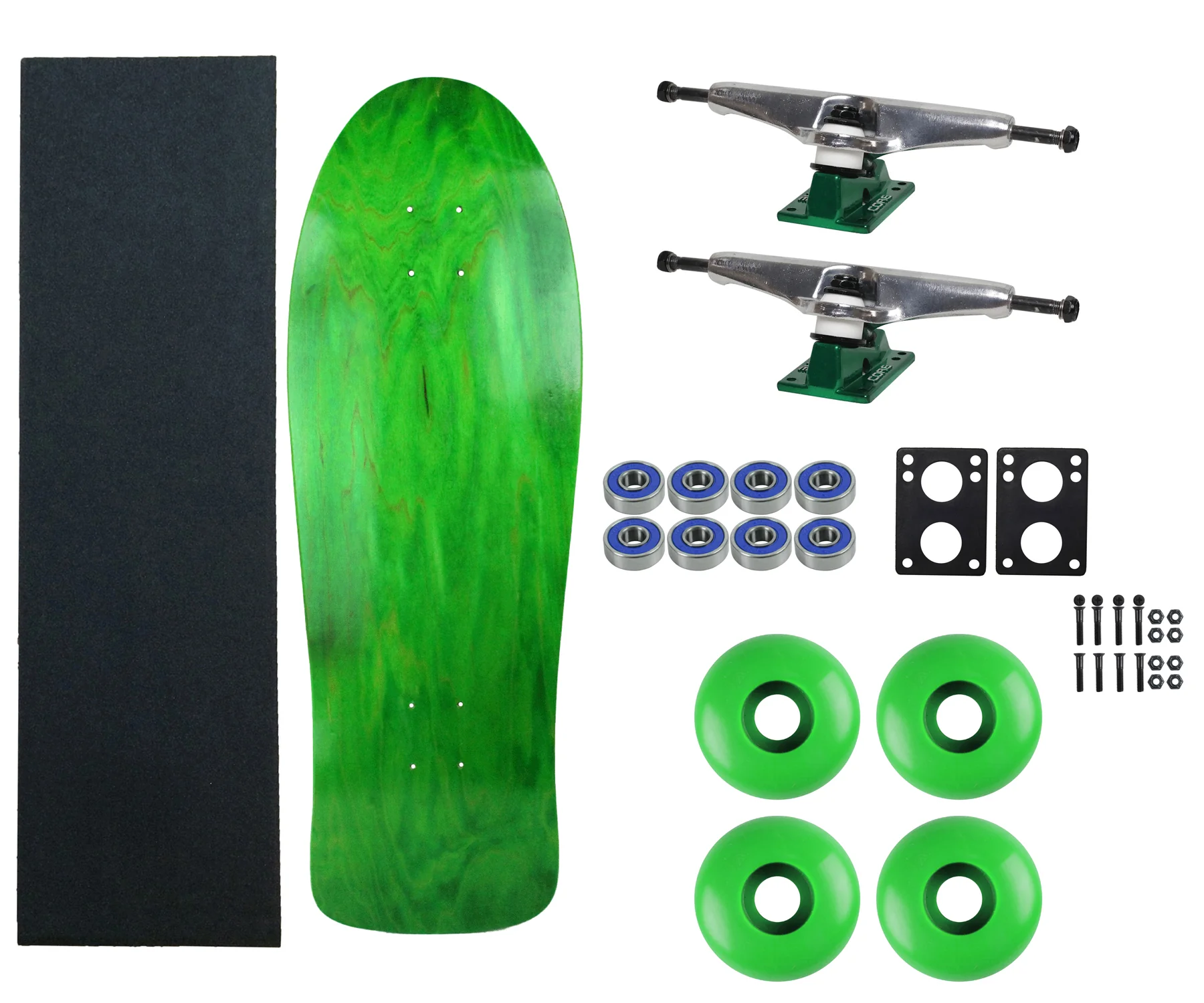 Moose Old School 30" Stained Green, Hollow Silver/Green Trucks, 58mm Green Wheels