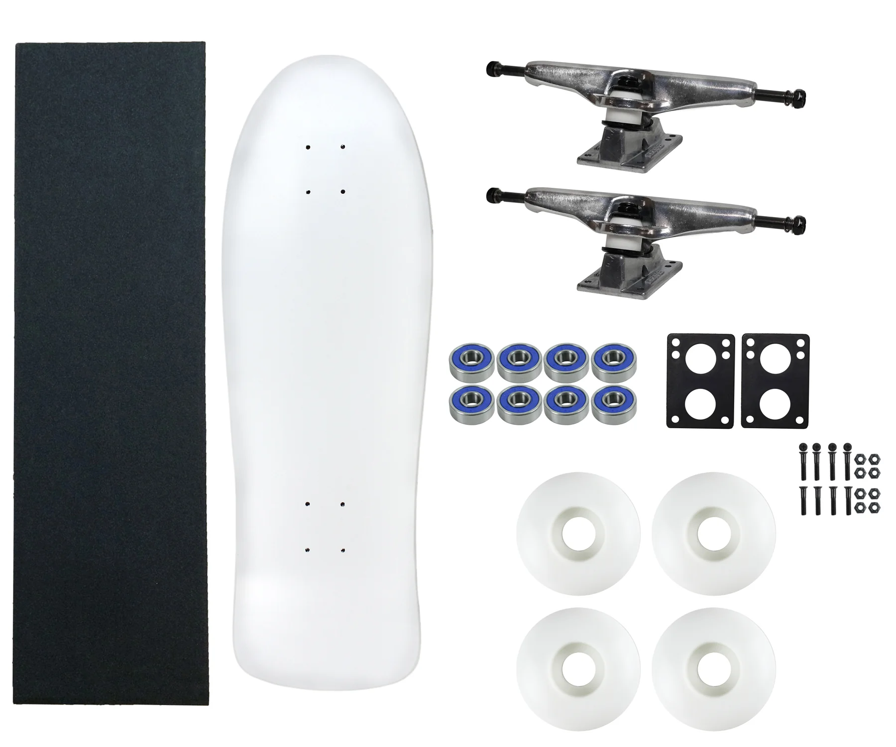 Moose Old School 30" White, Hollow Silver/Silver Trucks, 58mm White Wheels